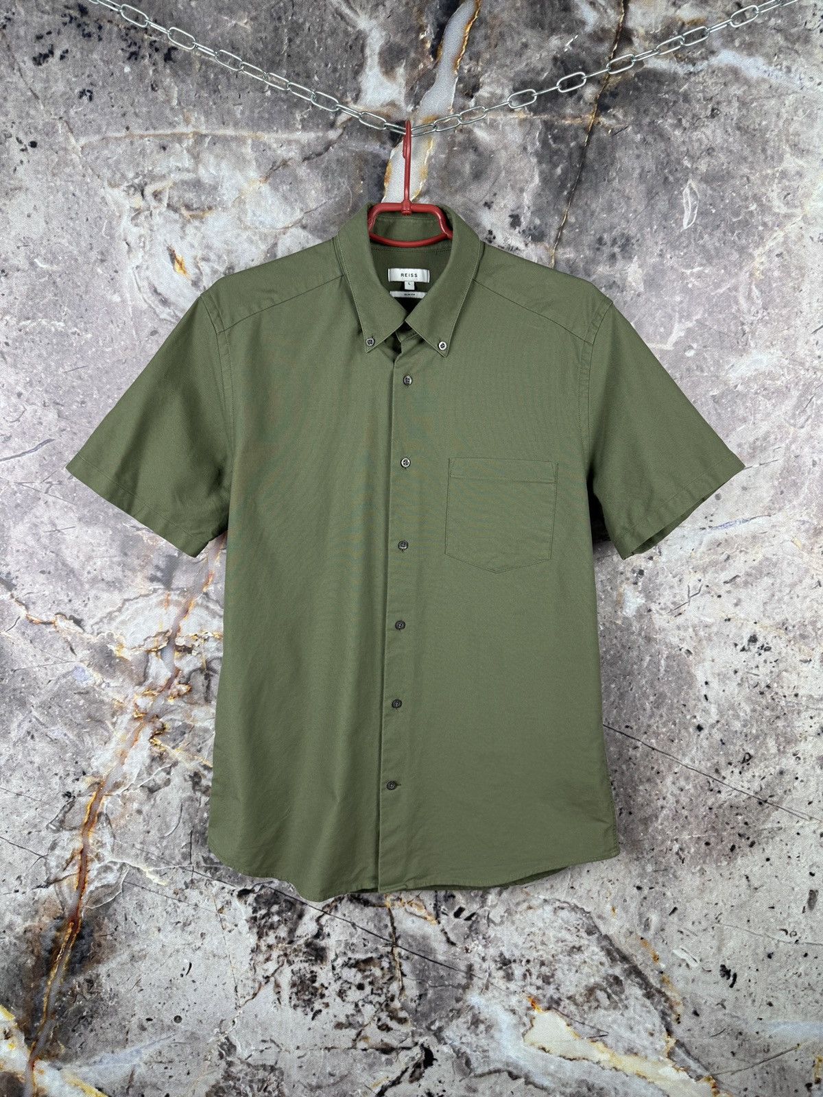 Reiss Reiss Short-Sleeve Button-Down Shirt – Olive Green Size L Size US L / EU 52-54 / 3 - 1 Thumbnail