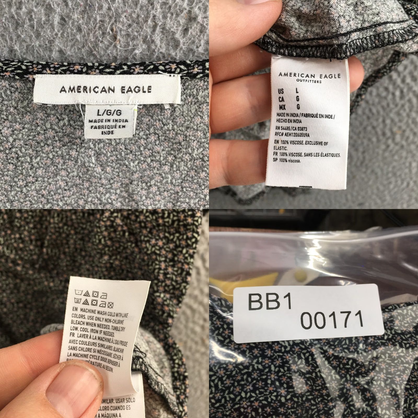 American Eagle Outfitters American Eagle Outfitters Top Womens L Black Floral Button Front Ruffle Hem Short Sleeve Size L / US 10 / IT 46 - 8 Thumbnail