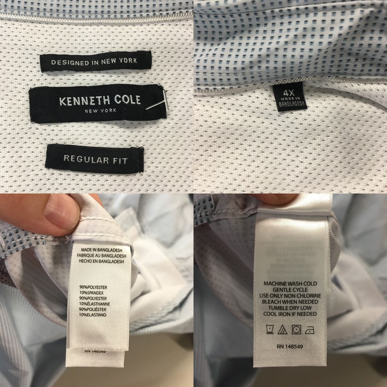 Kenneth Cole Kenneth Cole Regular Fit Button Up Shirt Mens 4X Blue Short Sleeve Collared Shirt Size US XXL / EU 58 / 5 - 9 Thumbnail