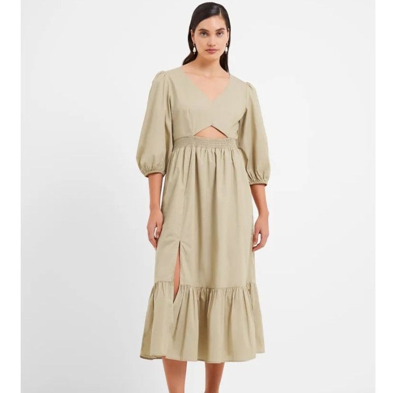 French Connection French Connection Poplin Cutout Midi Dress Sz XS Cottagecore Size XS / US 0-2 / IT 36-38 - 1 Thumbnail