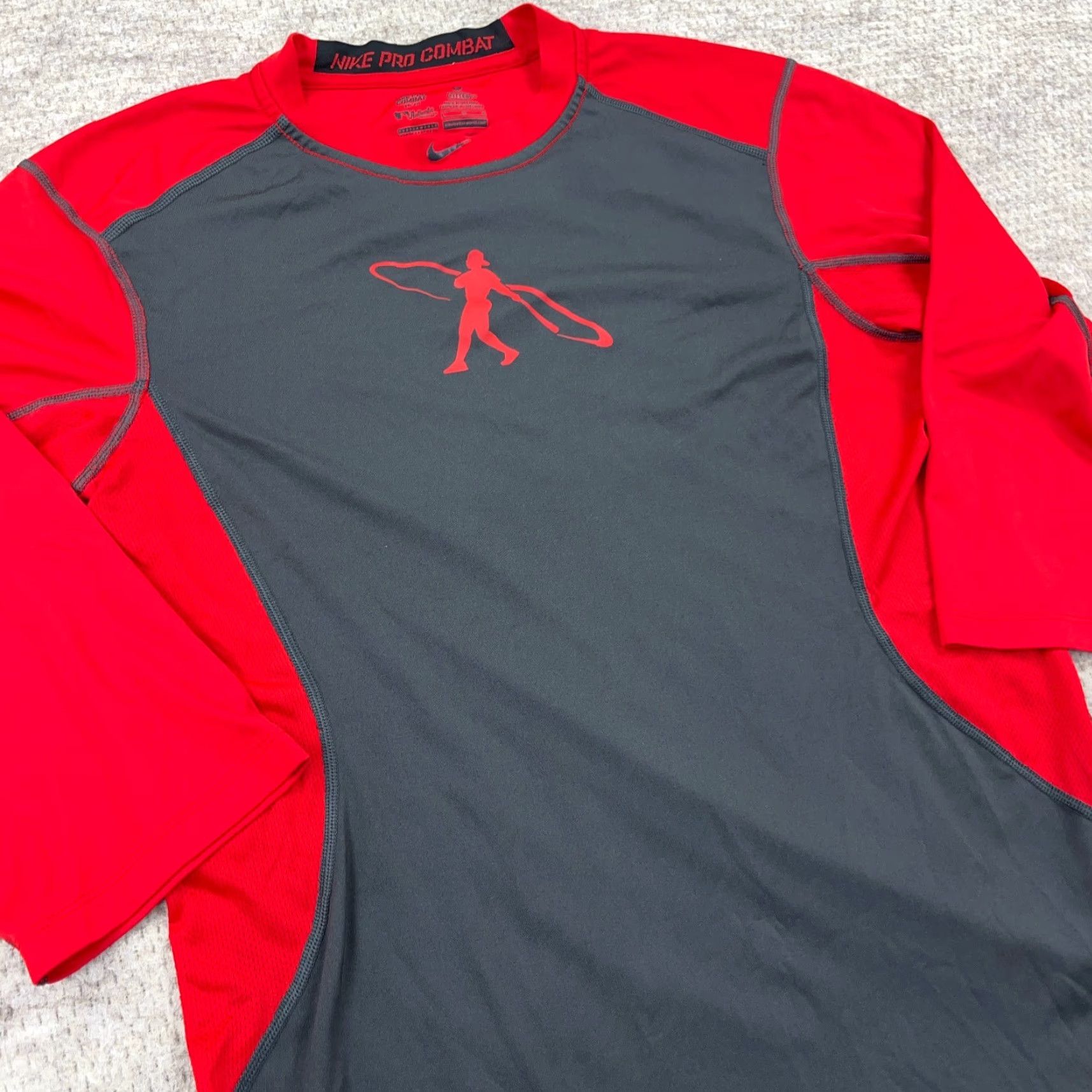 Nike Nike Pro Shirt Men L Red Gray Fitted Ken Griffey Jr Swing Man Center Swoosh Shirt Nike Dri-FIT Mens L Size US L / EU 52-54 / 3 - 3 Thumbnail