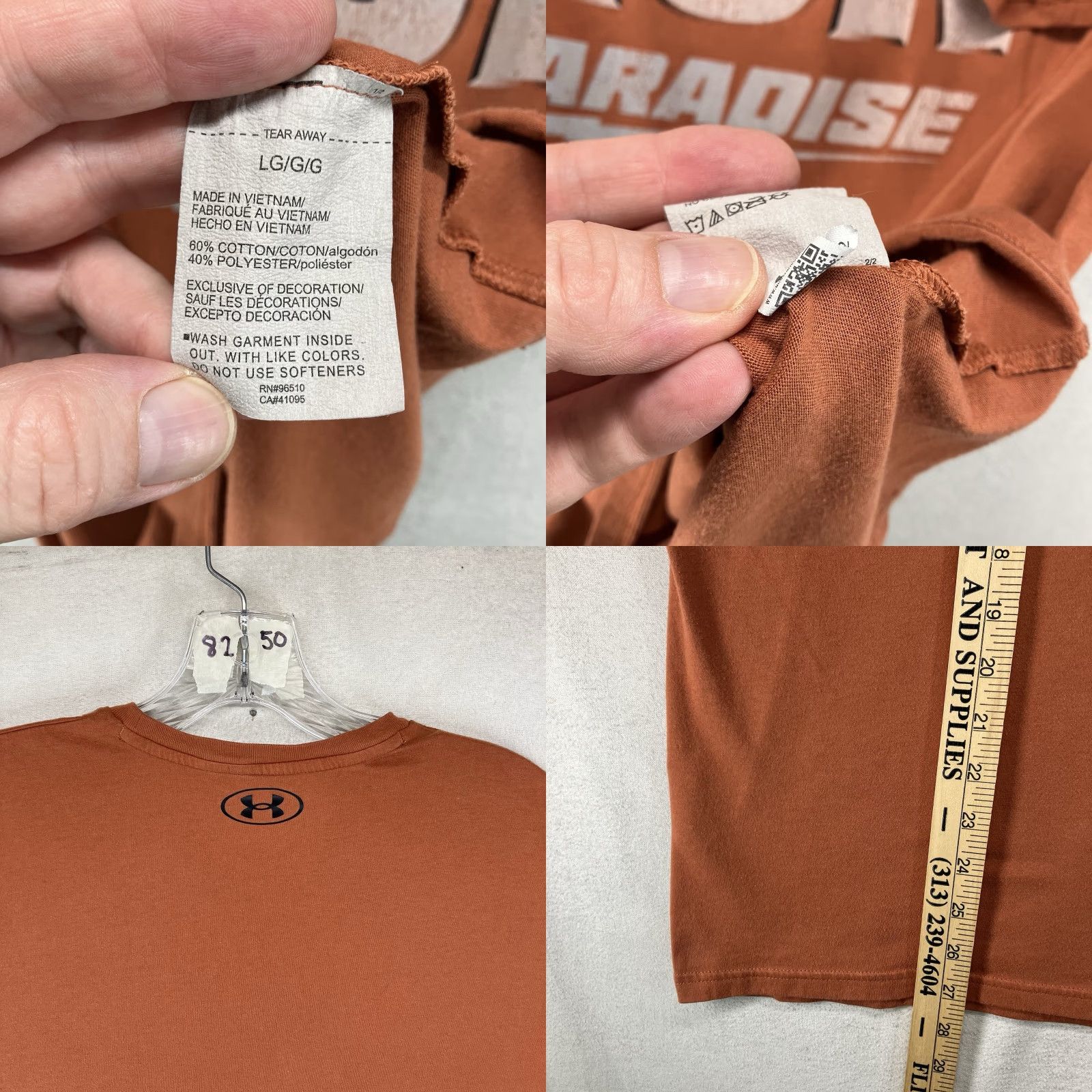 Under Armour Under Armour Men's Large T-Shirt Casual Graphic Print Rock Warrior All Seasons Loose Fit Orange Size US L / EU 52-54 / 3 - 8 Thumbnail