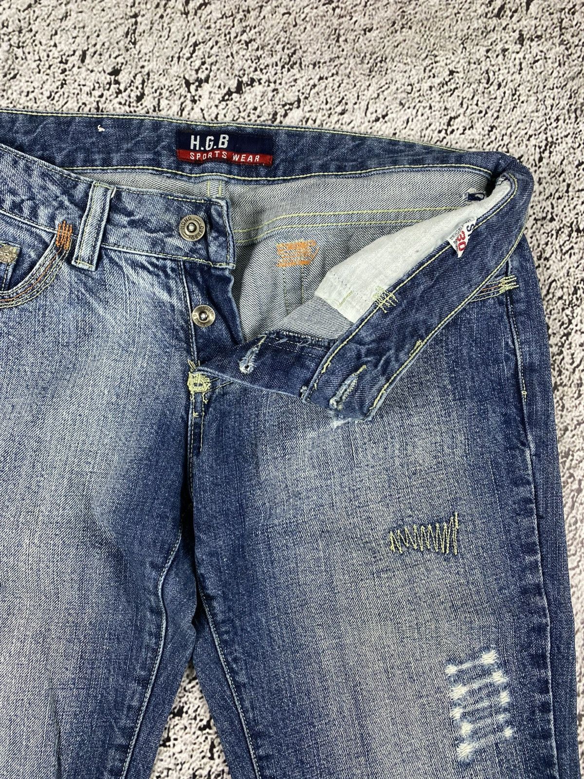 Vintage Y2K unisex patchwork bootcut lowrise denim jeans 30