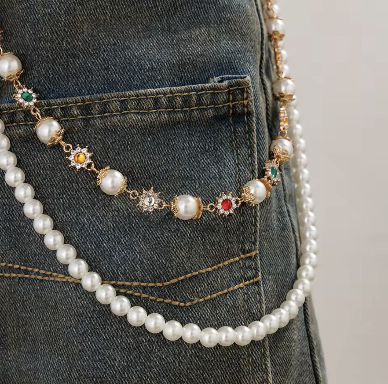 Other Exquisite Imitation Pearl Keychain Wallet Belt Chain Size ONE SIZE - 3 Thumbnail