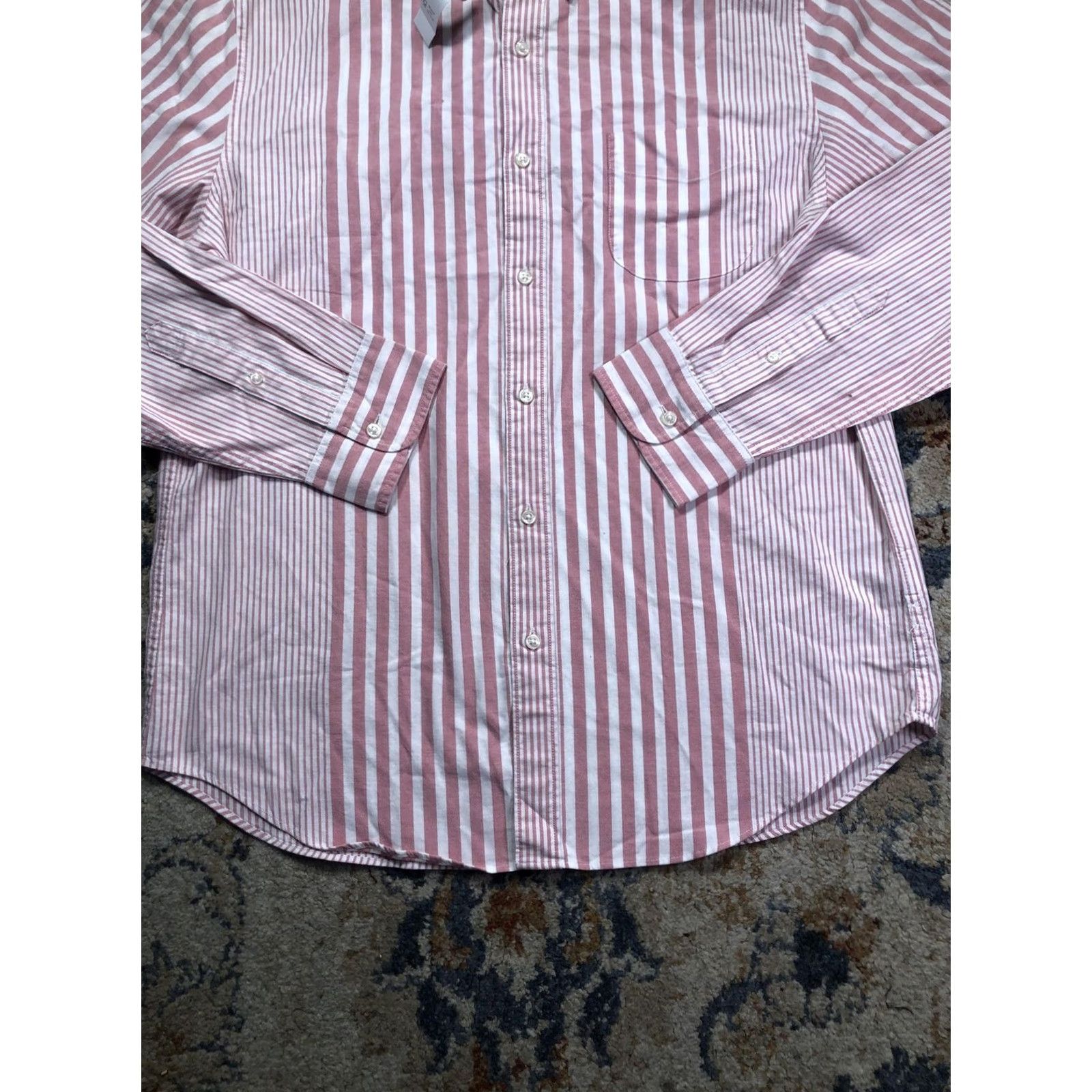J.Crew J.Crew Mens Large Red Stripe Broken-In Oxford Shirt Long Sleeve Button-Down Button-Up Size US L / EU 52-54 / 3 - 5 Thumbnail