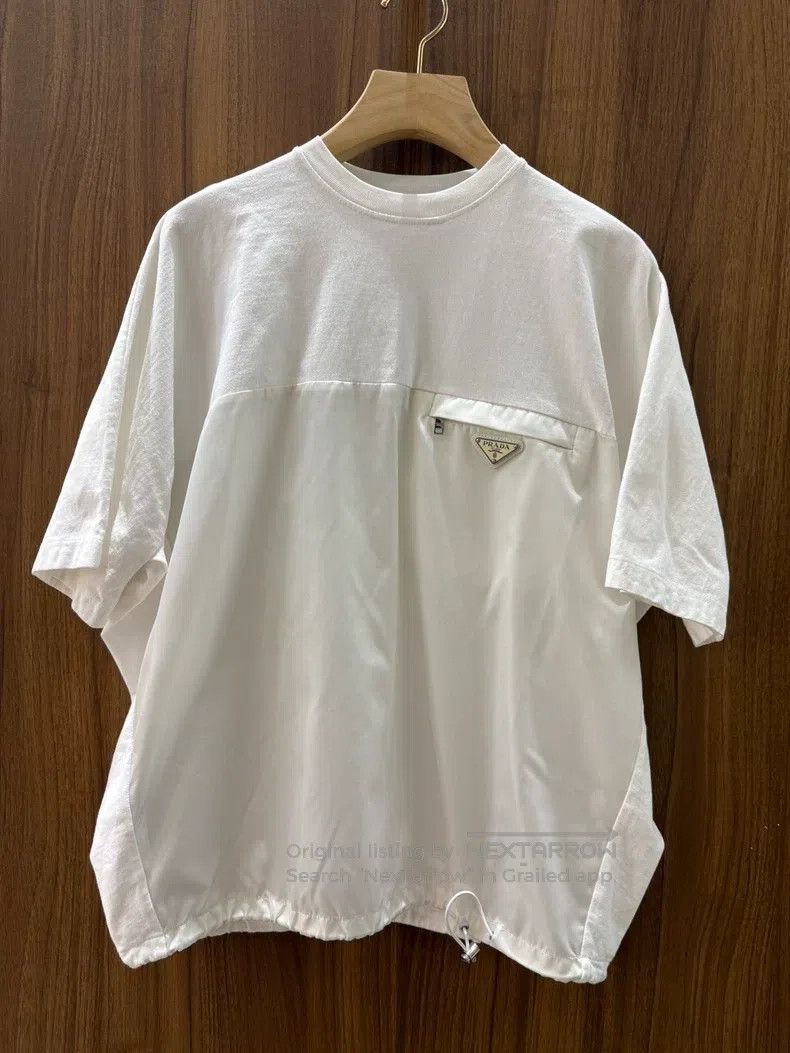 Prada Prada White triangle logo nylon stitching short-sleeved T- Size XS / US 0-2 / IT 36-38 - 1 Thumbnail