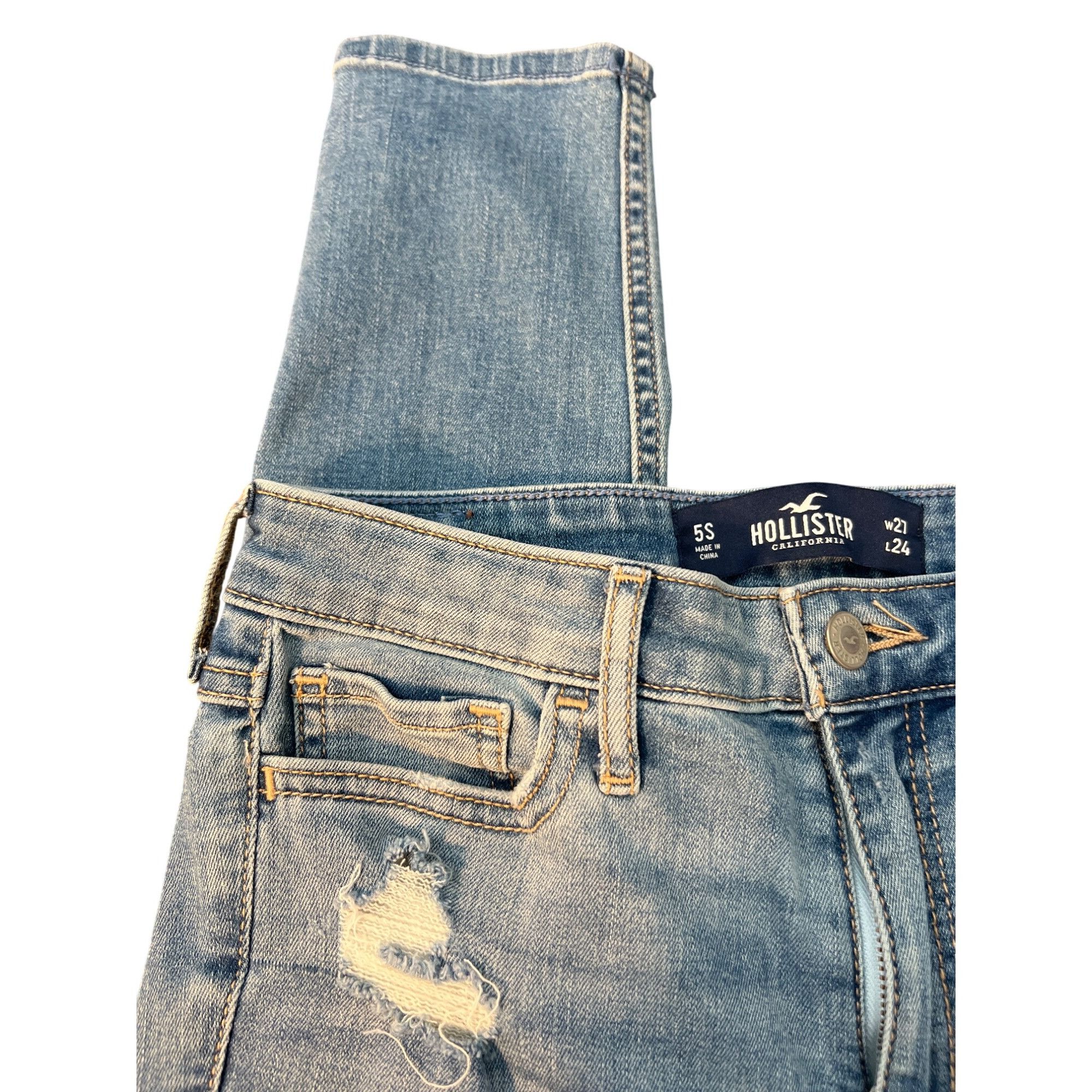 Hollister Hollister High Rise Super Skinny Crop Jeans Distressed Light Size 26" / US 2 / IT 38 - 4 Thumbnail
