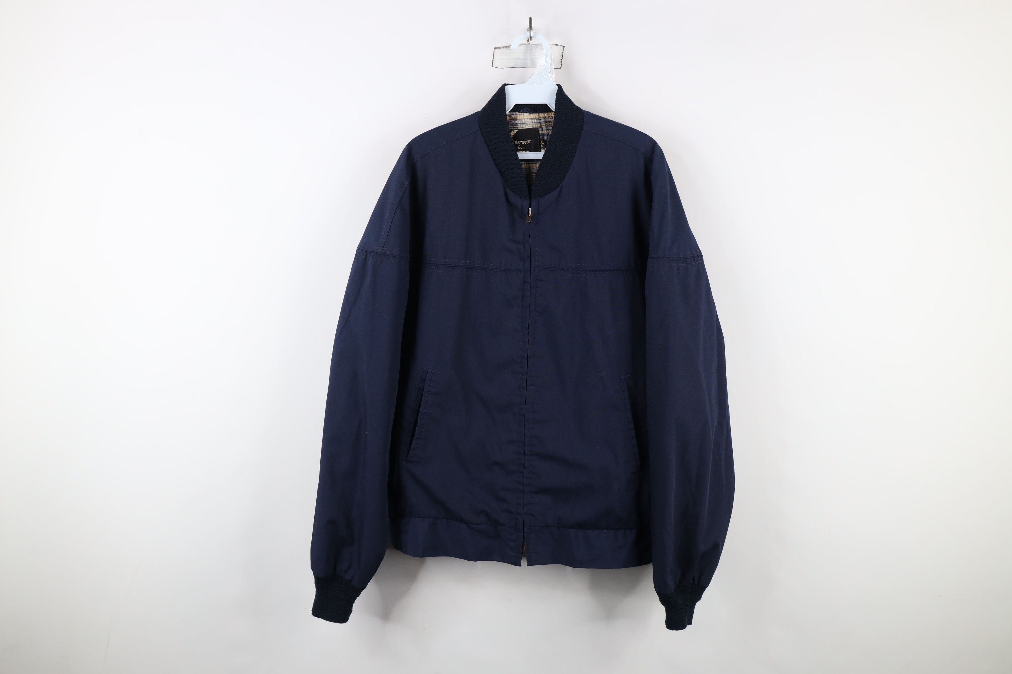 Vintage Vintage 70s Streetwear Flannel Lined Bomber Jacket Blue USA Size US L / EU 52-54 / 3 - 1 Thumbnail