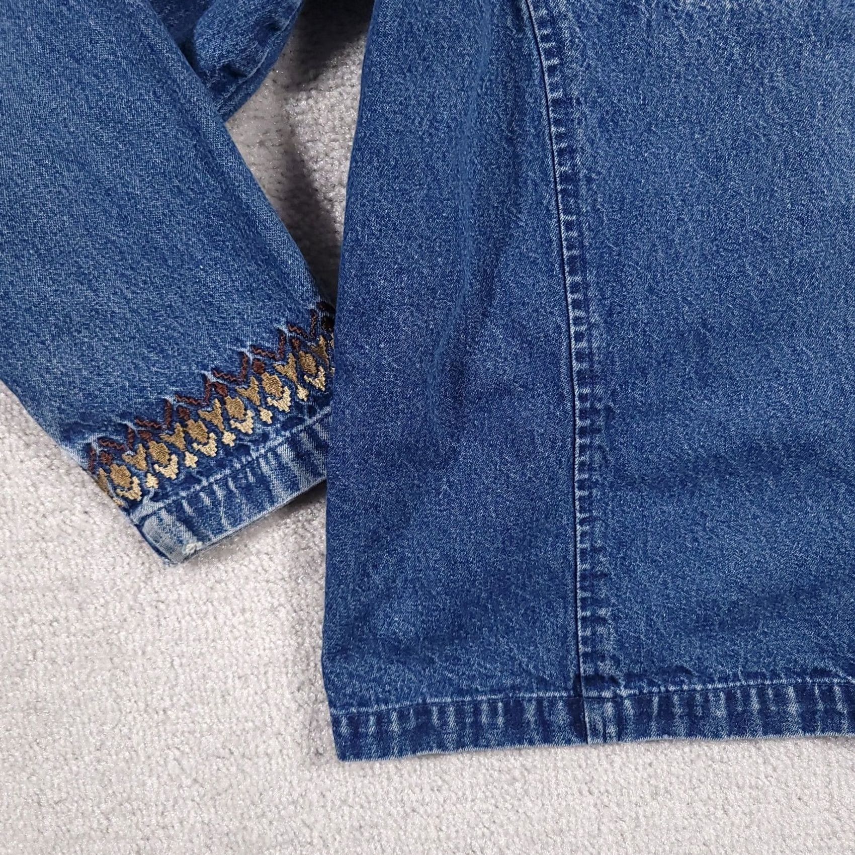 Denime NorthCrest Button Up Denim Jacket Shirt Women's Large Embroidered Collared Size L / US 10 / IT 46 - 5 Thumbnail