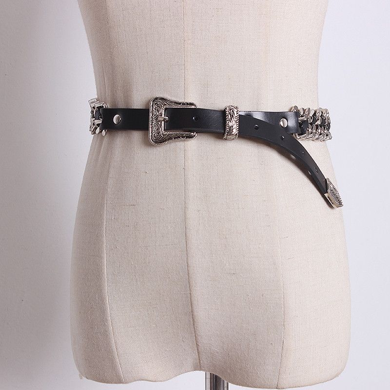 Vintage Carved Buckle Twisted Metal Chain Belts Size ONE SIZE - 11 Thumbnail