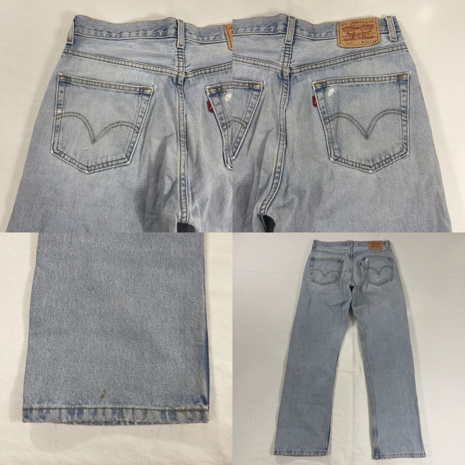 Levi's Levi's Denim Jeans 505 Regular Fit 33x32 Blue Distressed Men Size US 33 - 9 Thumbnail