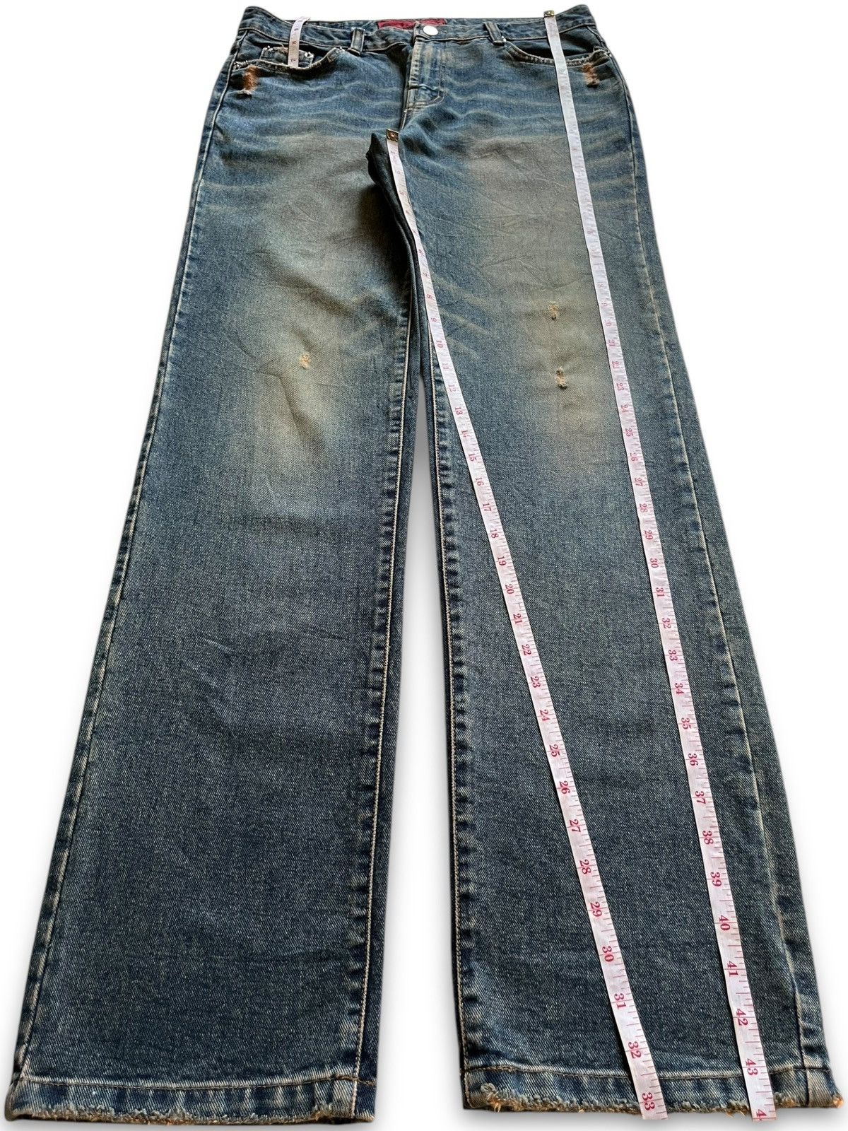 Japanese Brand SALES 🔥 Vintage Japanese Brand Rusty Wash Rip Loose Jeans Size US 32 / EU 48 - 11 Thumbnail