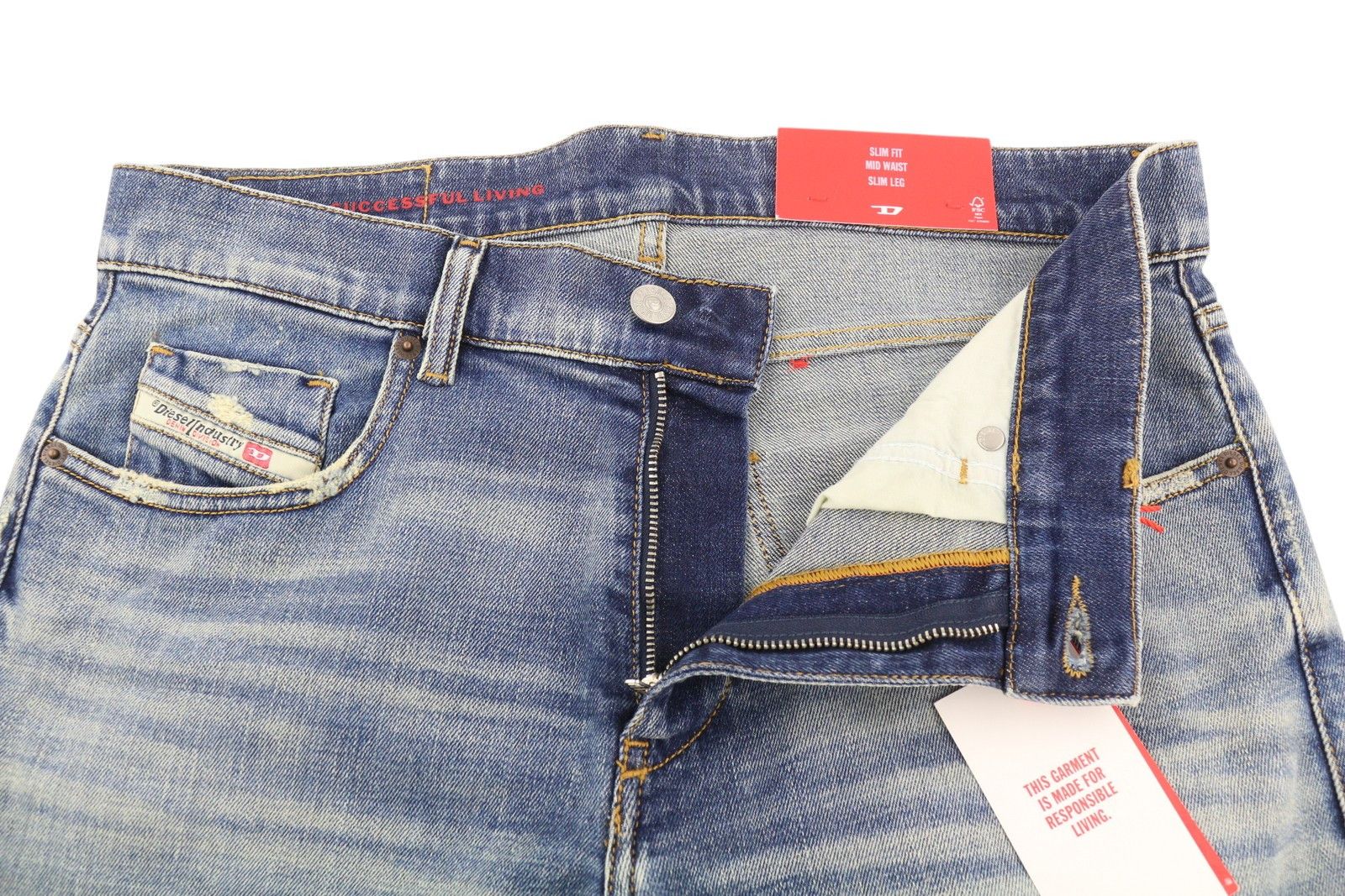 Diesel 2019 D-STRUKT 09C87 W31/L34 Blue Distress Slim 85414 Size US 31 - 5 Thumbnail