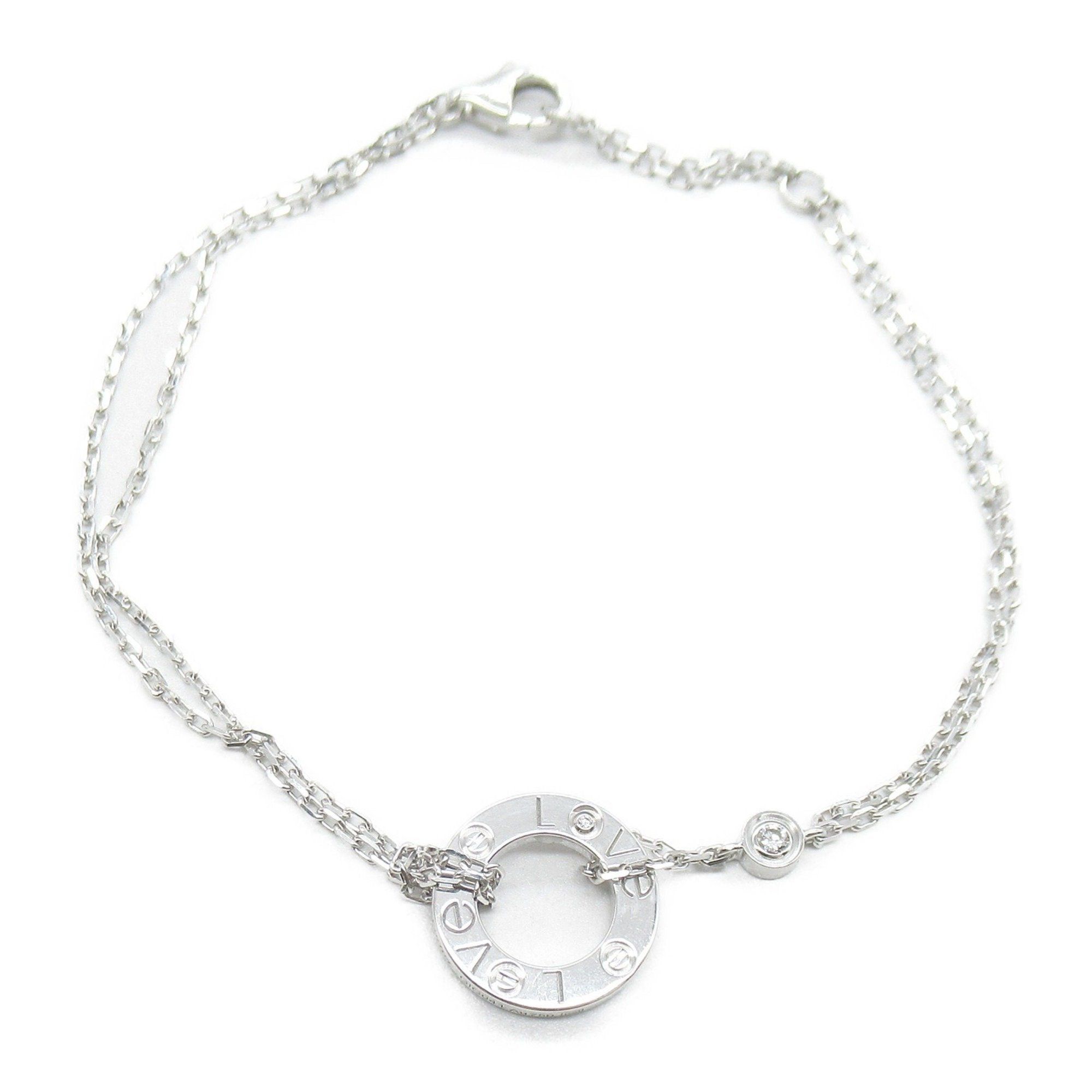 image of Cartier Love Circle 2P Diamond Bracelet Clear K18Wg[Whitegold] Diamond in Black, Women's