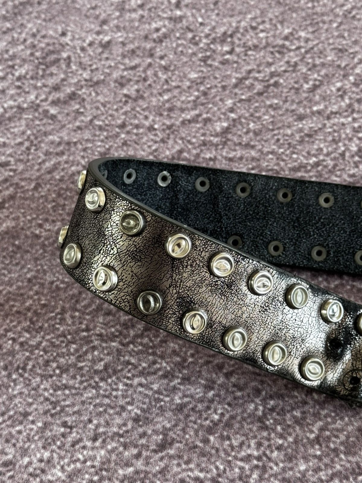 Japanese Brand Vintage Leather Studded Belt Black Metal Diesel style Size ONE SIZE - 5 Thumbnail