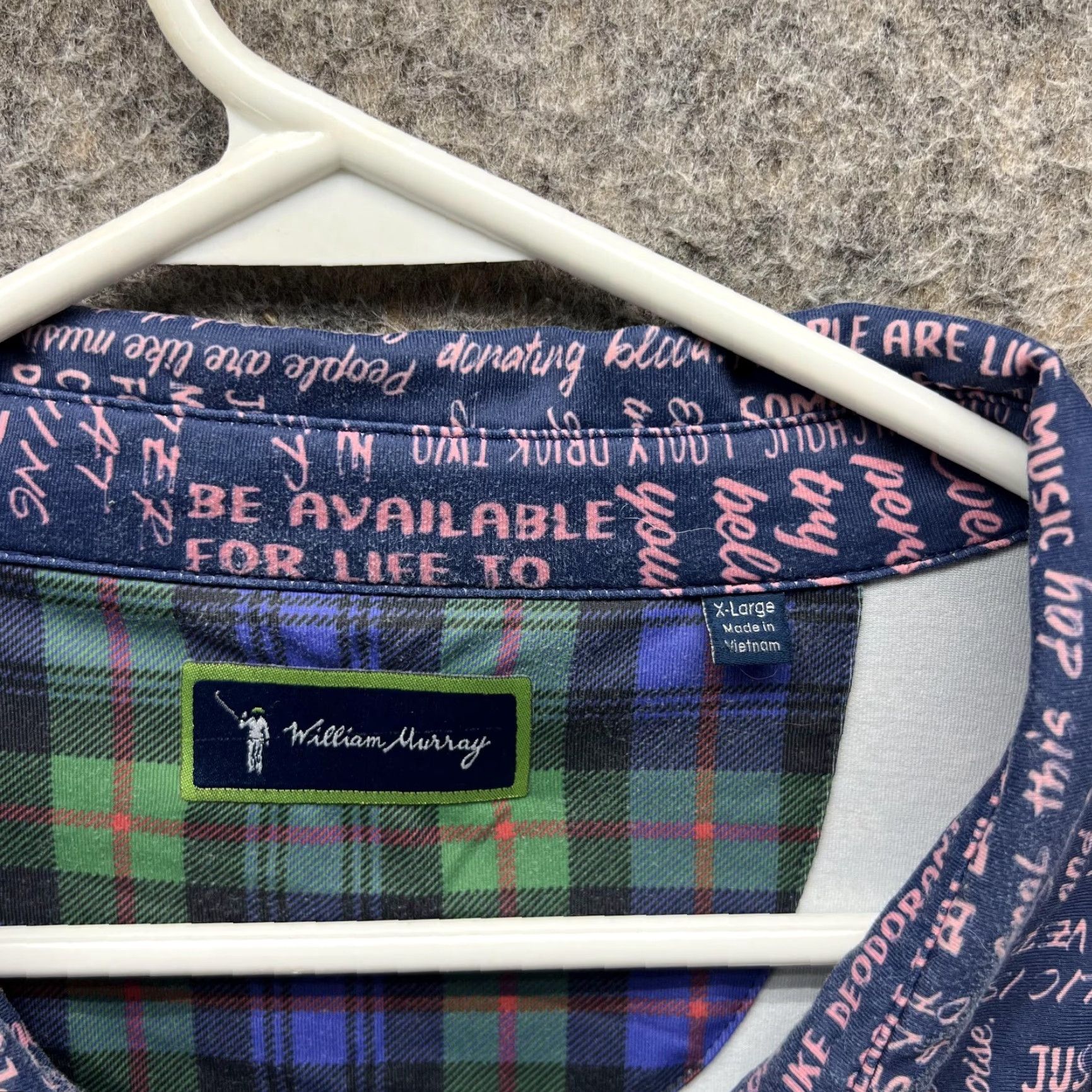 Vintage VINTAGE William Murray Polo Shirt Men XL Blue Navy Polyester All over Print Spell out Polo Shirt Men XL Blue Navy Polyester All over Print Spell out Size US XL / EU 56 / 4 - 5 Thumbnail