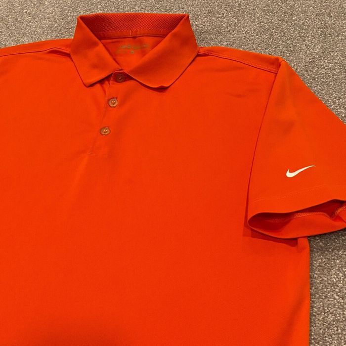 Nike Nike Golf Shirt Men Medium Orange Polo Athletic Dri Fit Collared
