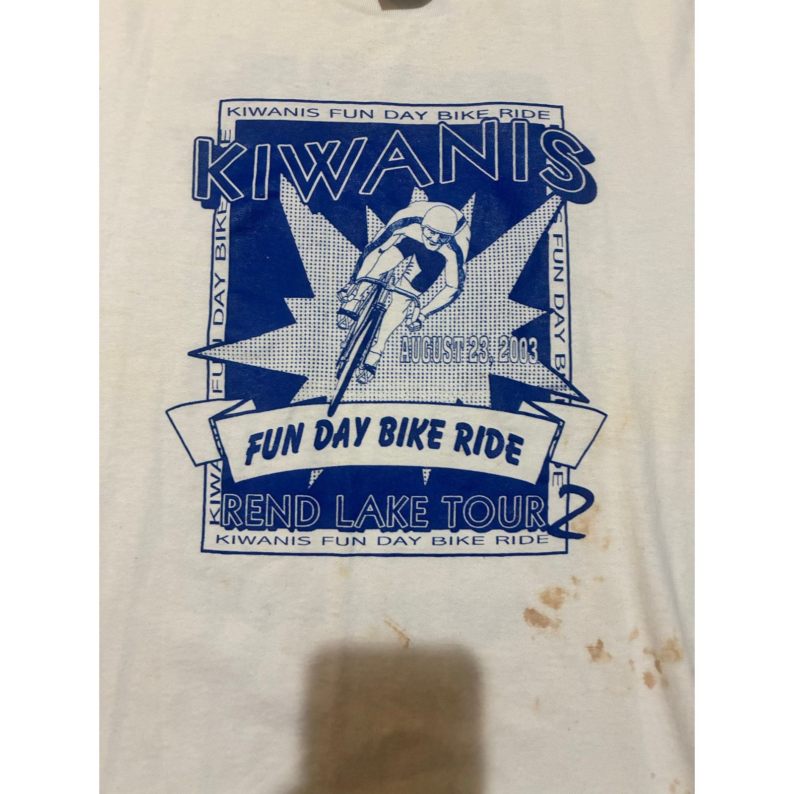 Fruit Of The Loom Vintage 2003 Kiwanis Rend Lake Bike Tour White T-Shirt 2XL Size US L / EU 52-54 / 3 - 2 Thumbnail