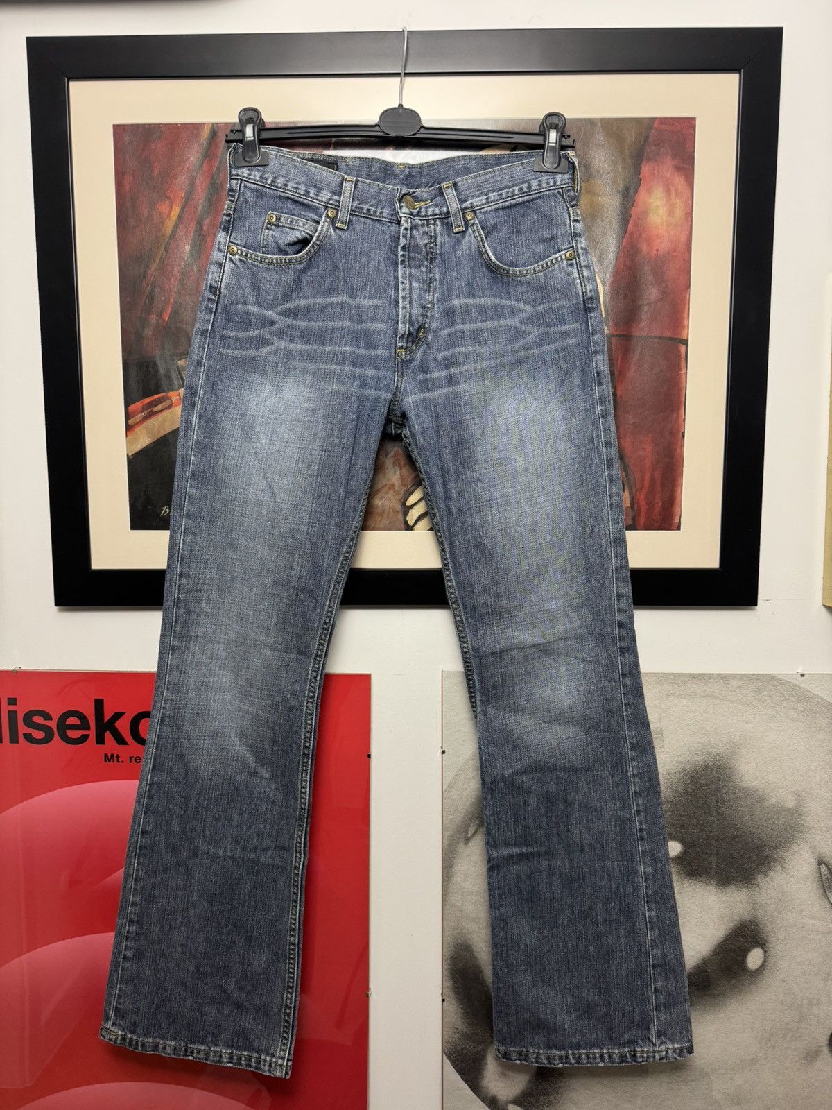 If Six Was Nine Lee Flared Jeans Vintage Y2k Denim Avant Garde Streetwear Size US 31 - 1 Thumbnail