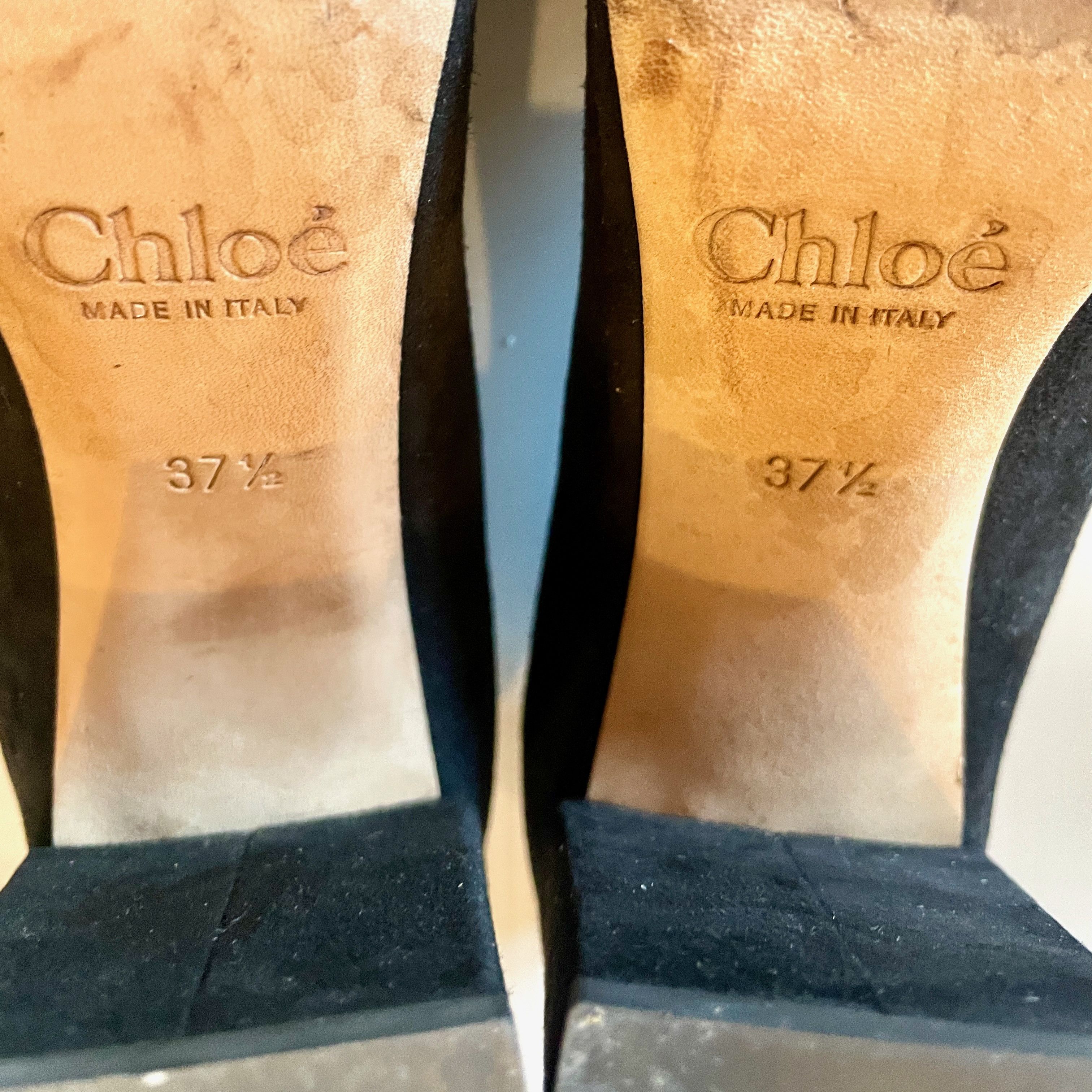 Chloe Chloe Lauren scalloped 3.5" high block heel suede pumps Size US 7.5 / IT 37.5 - 6 Thumbnail