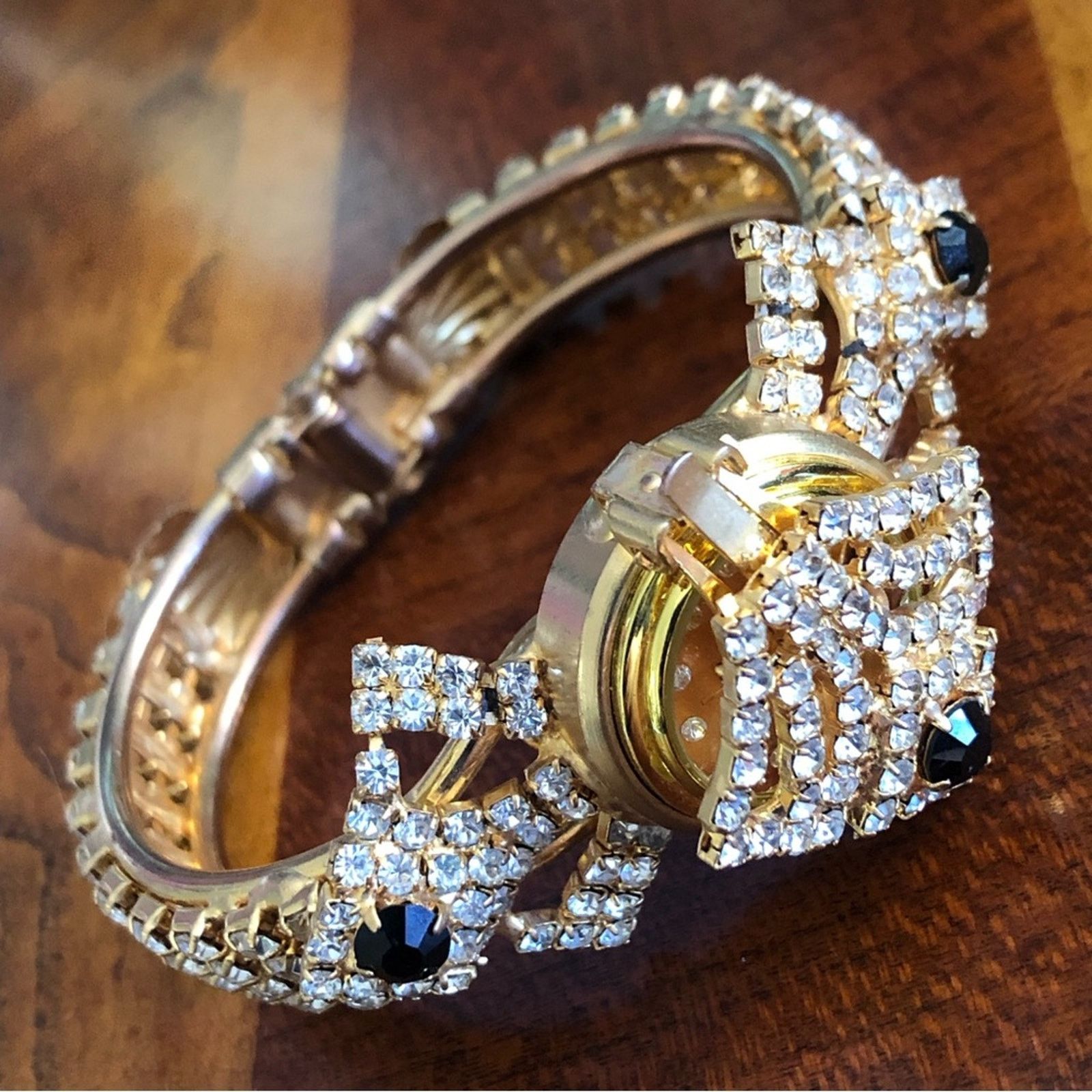 Handmade Repurposed handmade bling watch clamp bracelet Size ONE SIZE - 5 Thumbnail