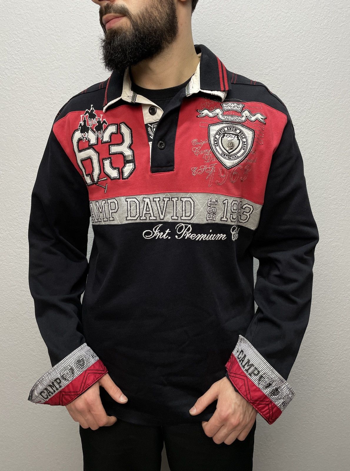 Vintage Vintage Camp David Like Polo Ralph Lauren Rugby Long Sleeve Size US L / EU 52-54 / 3 - 1 Thumbnail