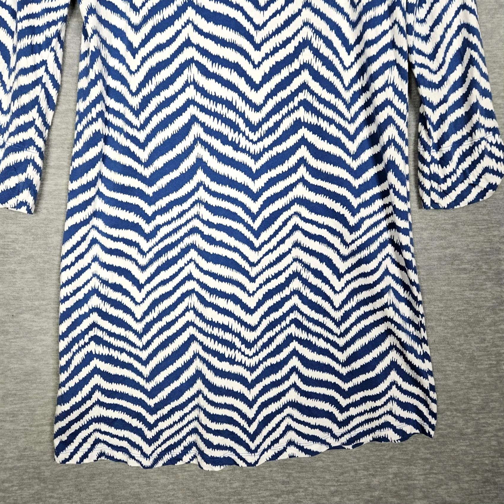 Lilly Pulitzer Lilly Pulitzer Blue Printed V-neck Stripes Women's Pima Cotton Casual Dress Sz M Size M / US 6-8 / IT 42-44 - 6 Thumbnail