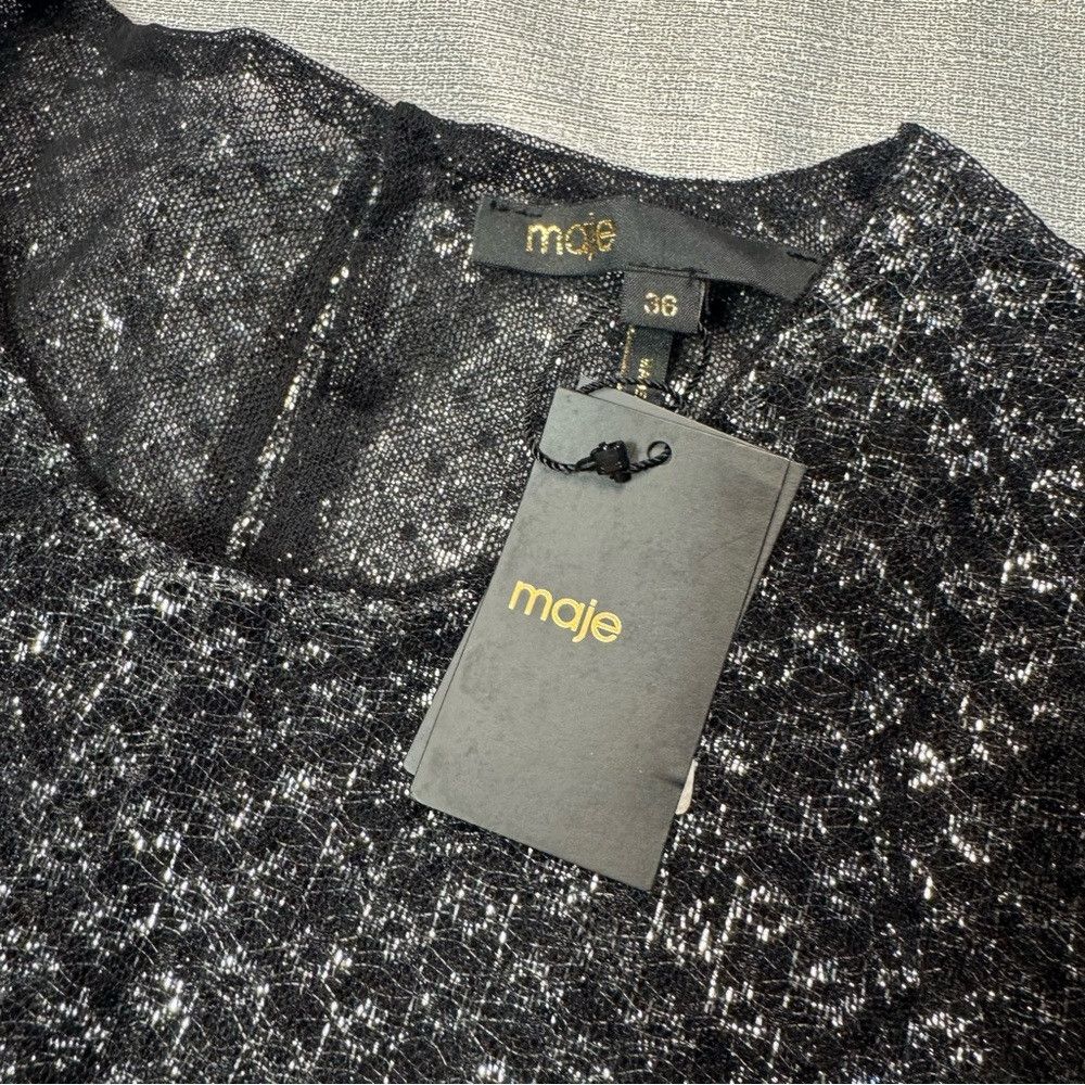 Maje NWT New $395 Maje Black Silver Long Sleeve Iana Combishort Size S / US 4 / IT 40 - 8 Thumbnail