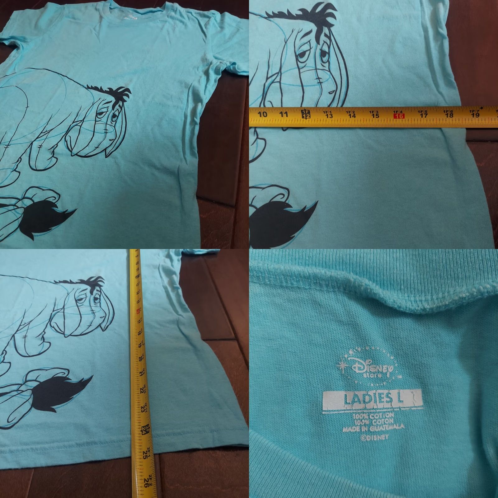 Disney Disney Women's T-Shirt Blue Short Sleeve Winnie The Pooh Eeyore Print Sz L Shirt Adult Regular 100% Cotton Casual 90s Classic Disney Store Size L / US 10 / IT 46 - 8 Thumbnail