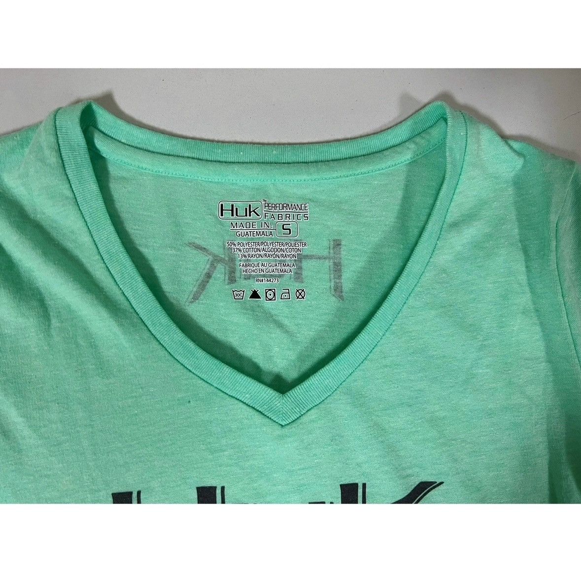 Gear for Sports HUK Mint Green Teal Logo Graphic V-Neck Shirt Top Tee Size S Size US S / EU 44-46 / 1 - 4 Thumbnail
