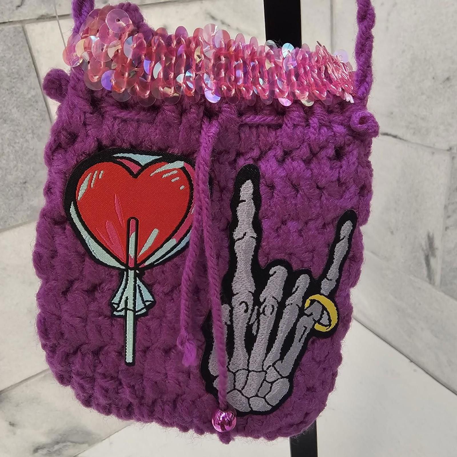 Other Women's Handmade Crochet Small Purse with Patches Size ONE SIZE - 3 Thumbnail