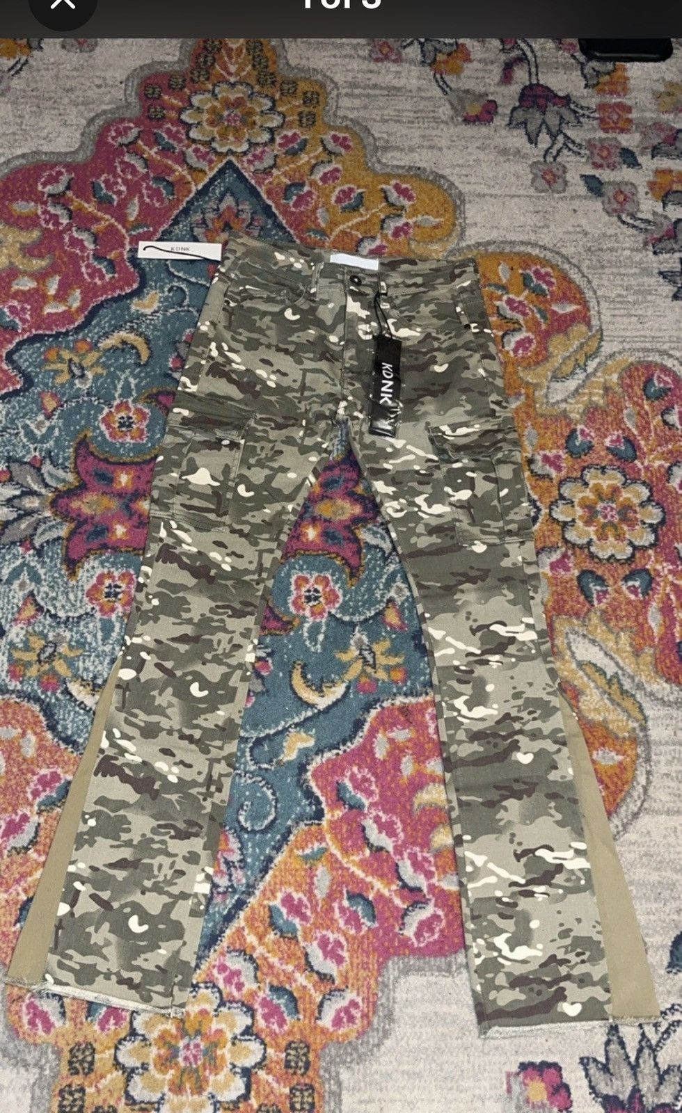 Designer KDNK Skinny Flared Jeans Sz 30 Wide Bottoms Camo Size US 30 / EU 46 - 1 Thumbnail