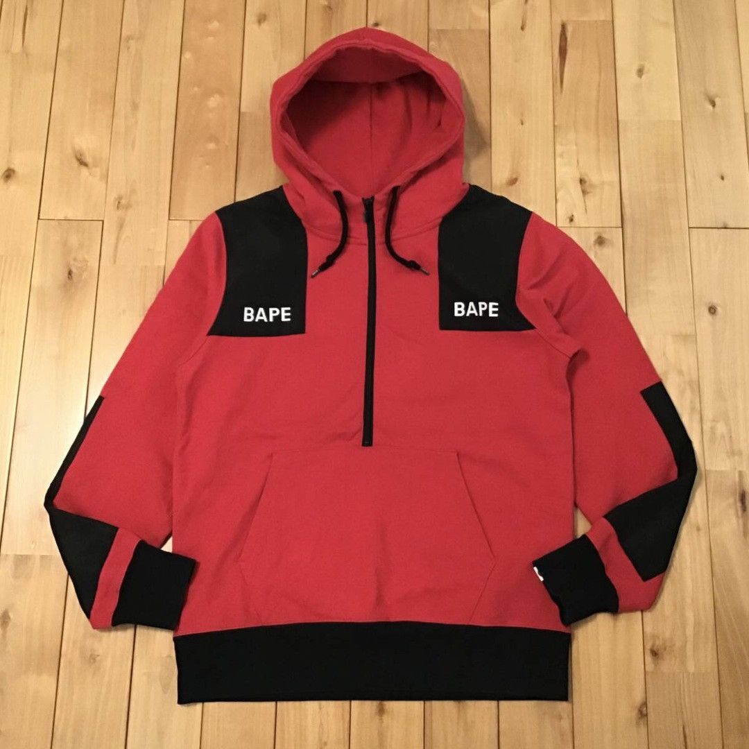 Bape BAPE logo half zip pullover hoodie a bathing ape Size US M / EU 48-50 / 2 - 2 Thumbnail