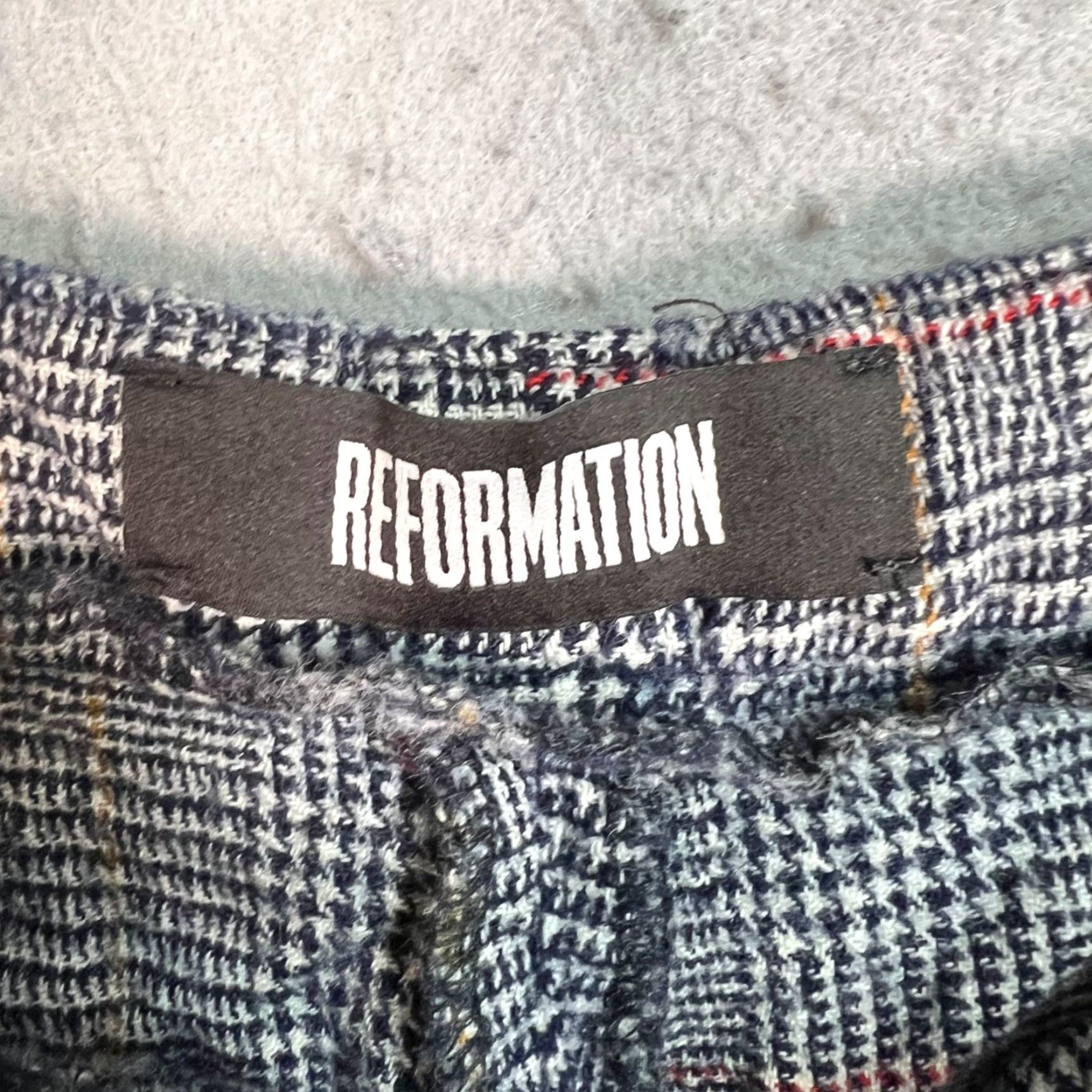 Reformation Reformation Womens Plaid Trousers Size 6 Wide Leg Pants Wool Blend Size 28" / US 6 / IT 42 - 3 Thumbnail