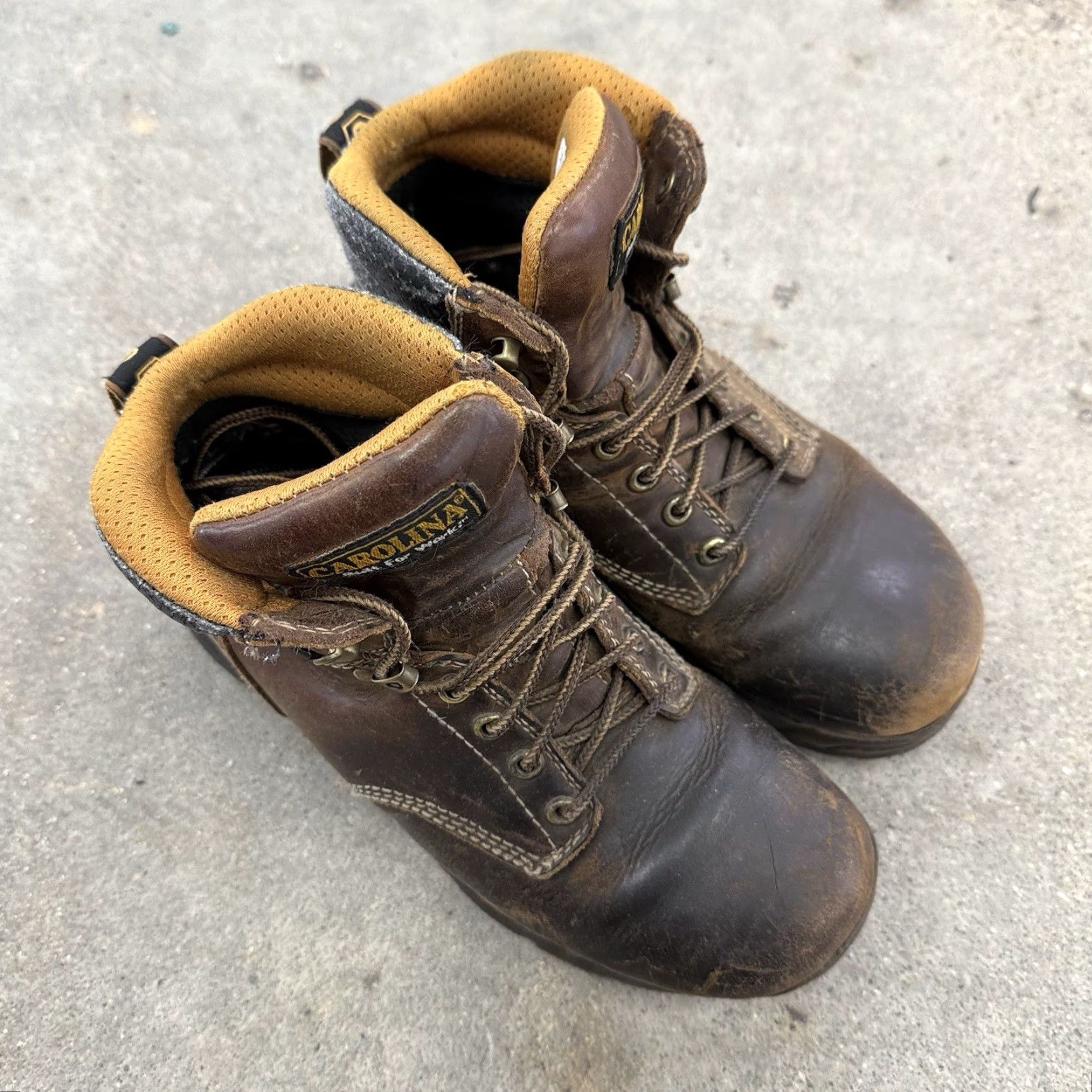 Vintage Carolina Work Boot CA1620 Mens Size 8 Waterproof Leather Brown Distress USA Shoes M Leather Upper Fall Winter Distress Men Muscle Size US 8 / EU 41 - 3 Thumbnail