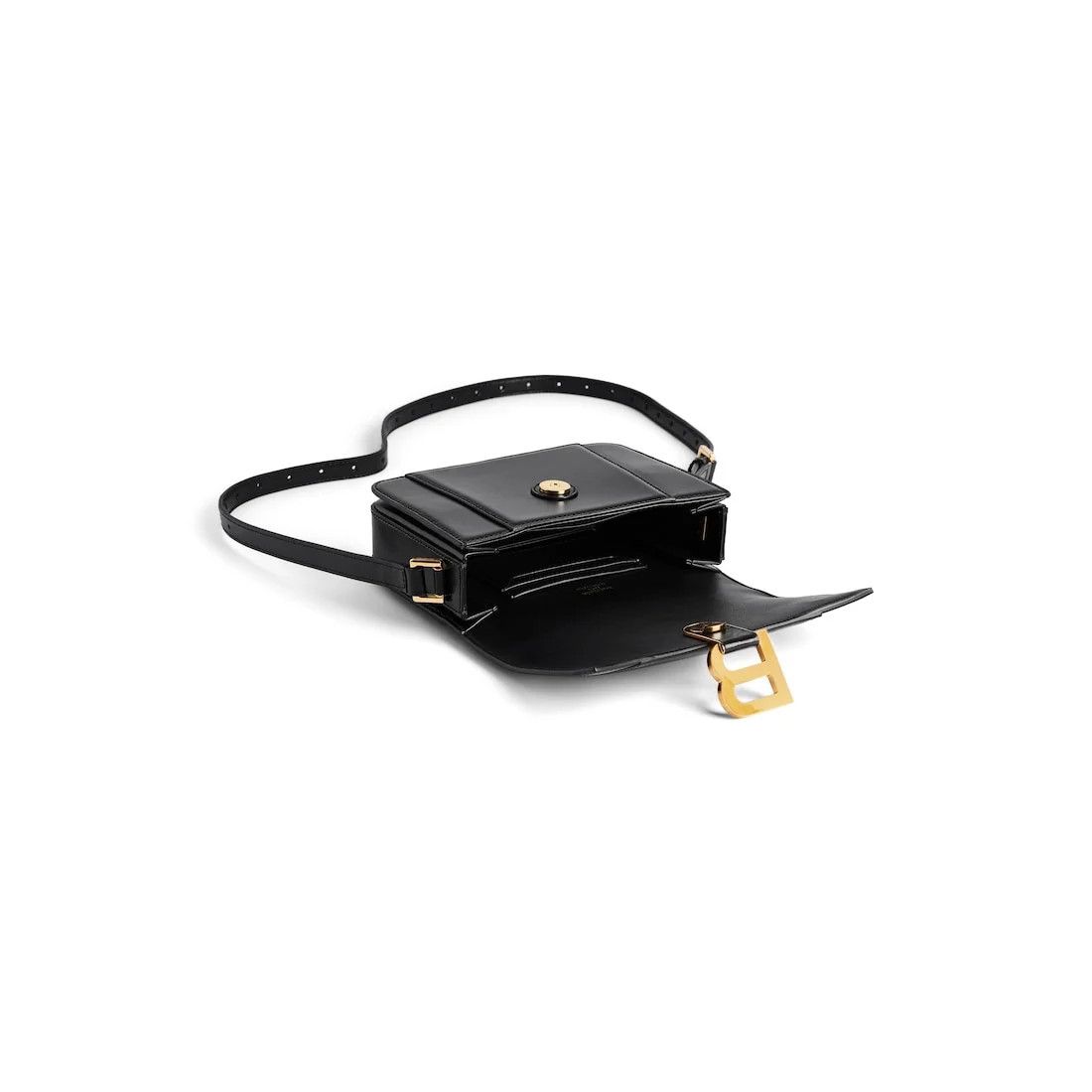 Balenciaga o1tr1nto0526 Size: OS / Hourglass Small Flap Bag in Black Size ONE SIZE - 4 Thumbnail