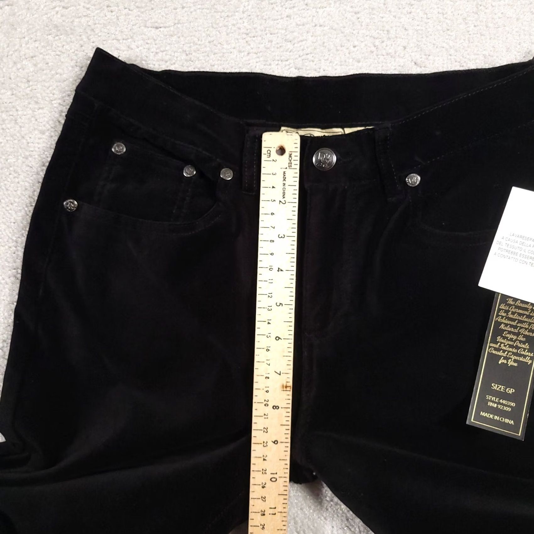 Velour DG2 Diane Gilman Velour Pants Women's 6P Petite Black Stretch Mid-Rise Straight Pants Size 28" / US 6 / IT 42 - 6 Thumbnail