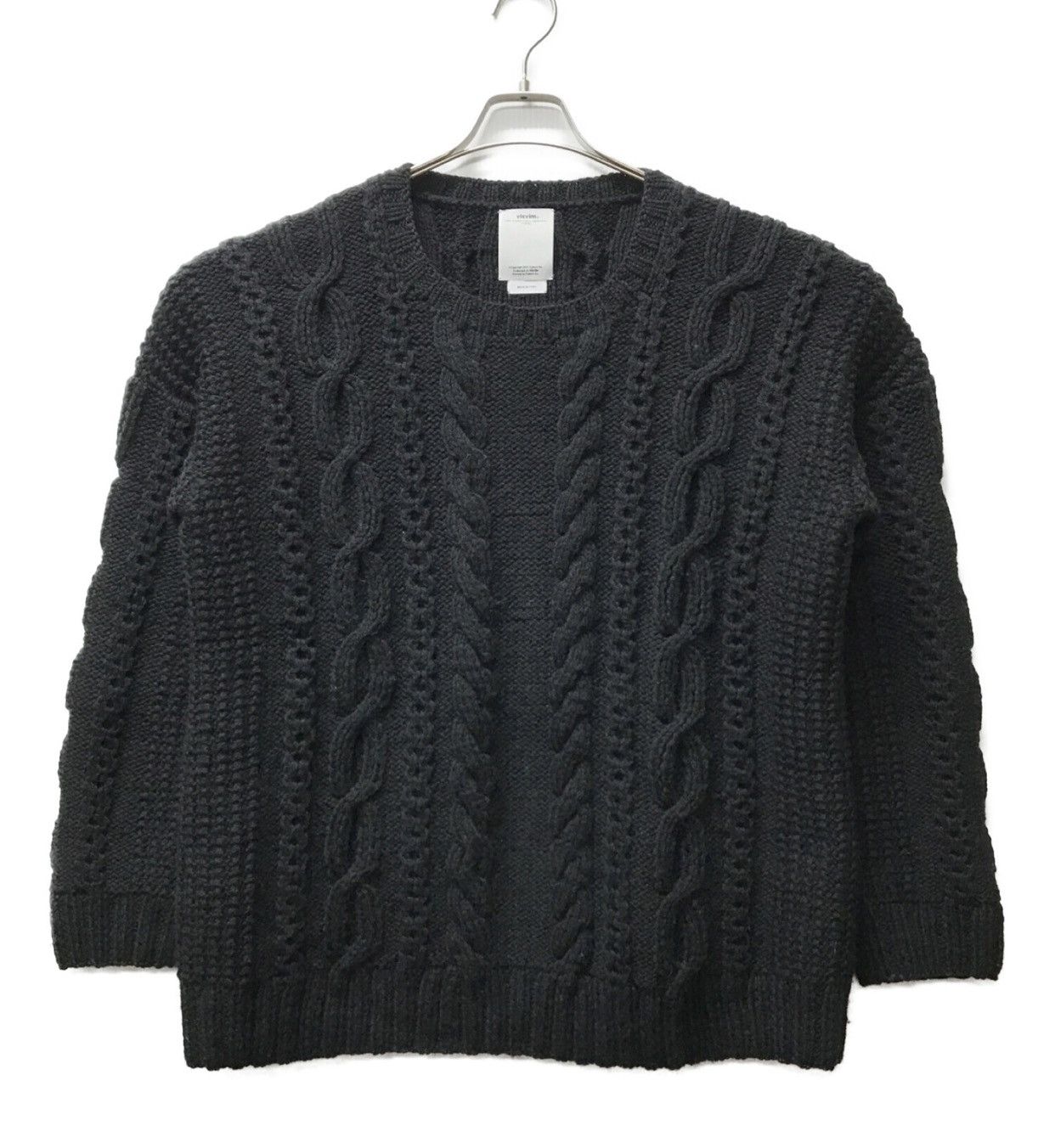 image of Visvim 17Aw Highland Crewneck Jumbo Knit Sweater Cable in Black, Men's (Size 2XL)