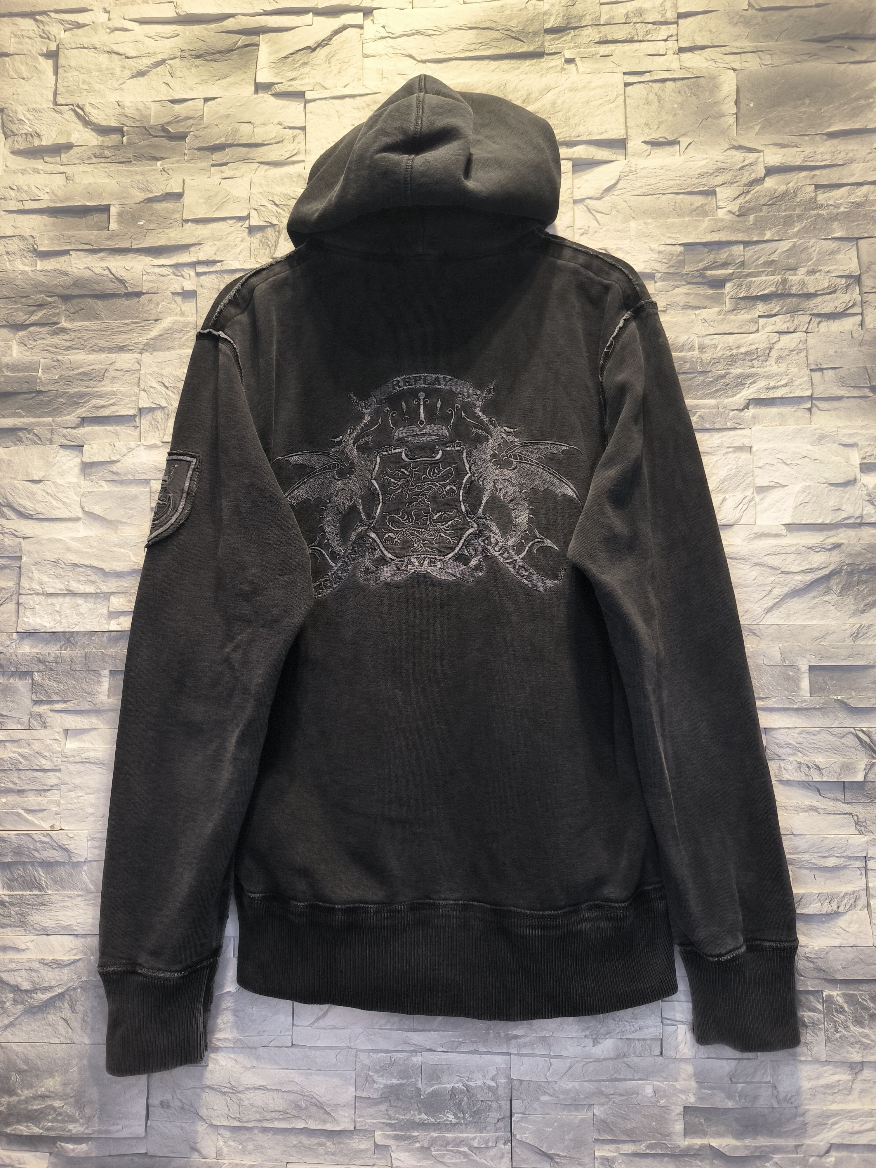 Replay × Vintage Vintage Replay Fortuna Zip Hoodie Emo Logo Gray Distressed Size US M / EU 48-50 / 2 - 2 Thumbnail