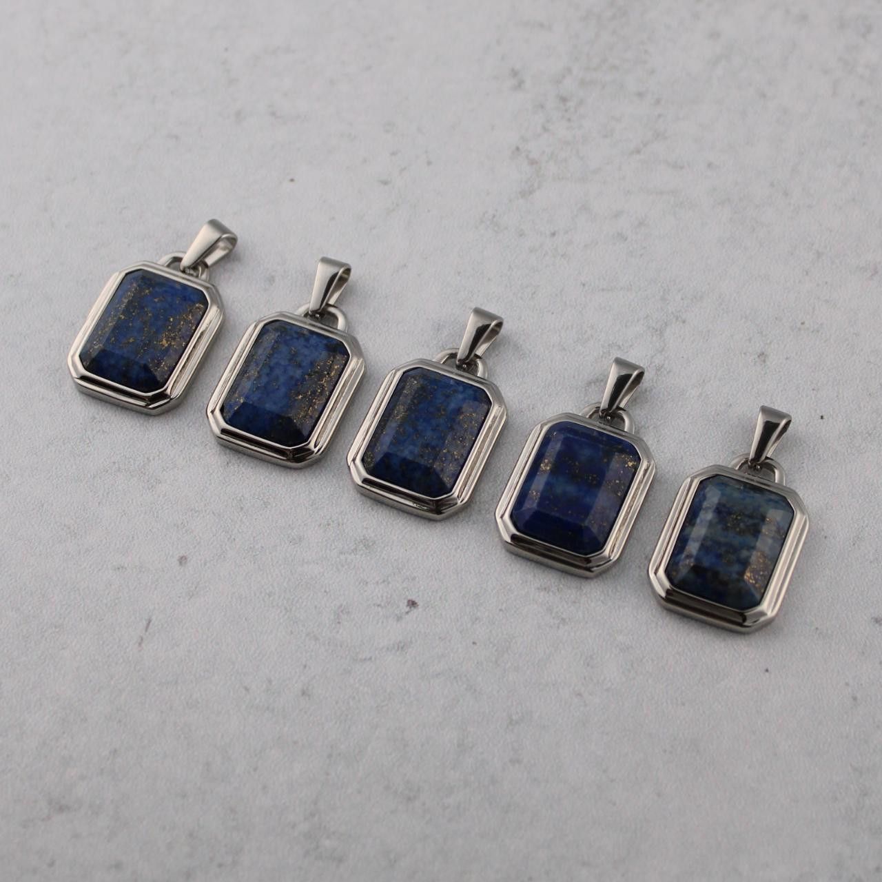 Jewelry Silver Lapis Lazuli Pendant Chain Necklace Size ONE SIZE - 5 Thumbnail