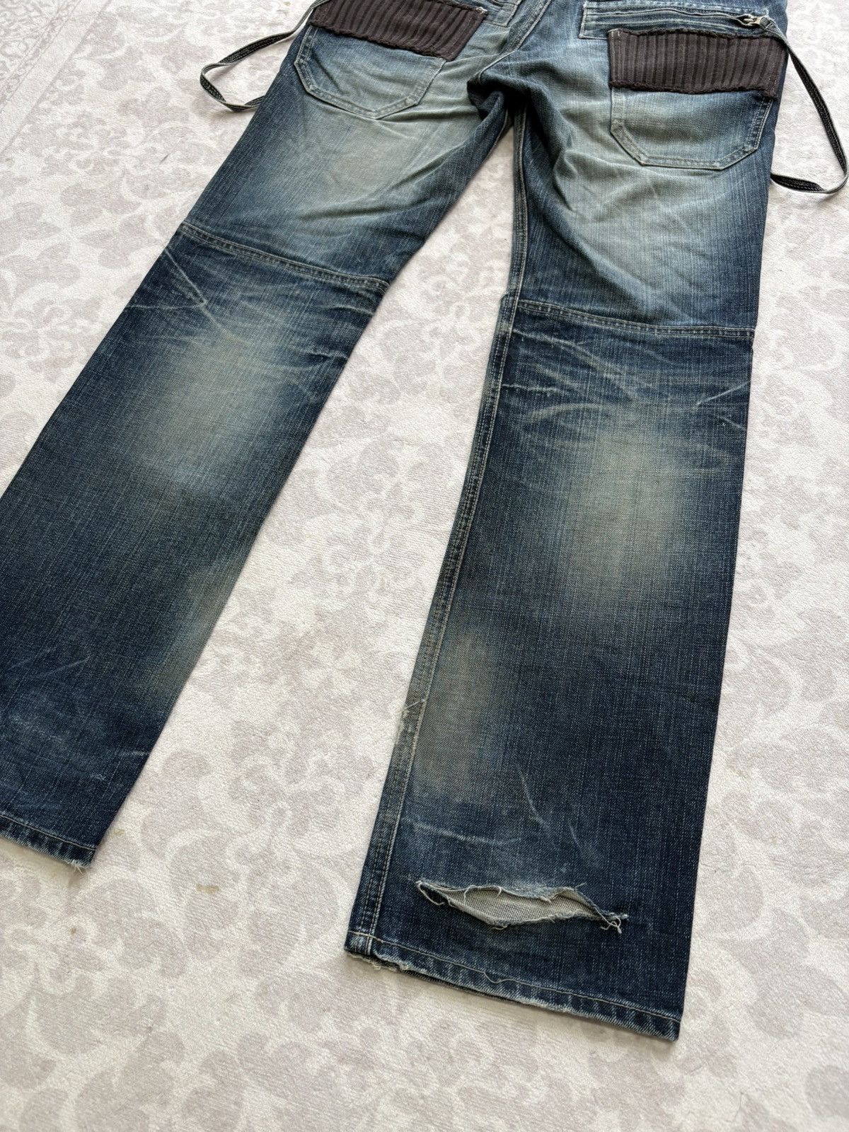 PPFM PPFM Archival Distressed Cargo Denim Zipped Ribbed Pockets Size US 33 - 14 Thumbnail