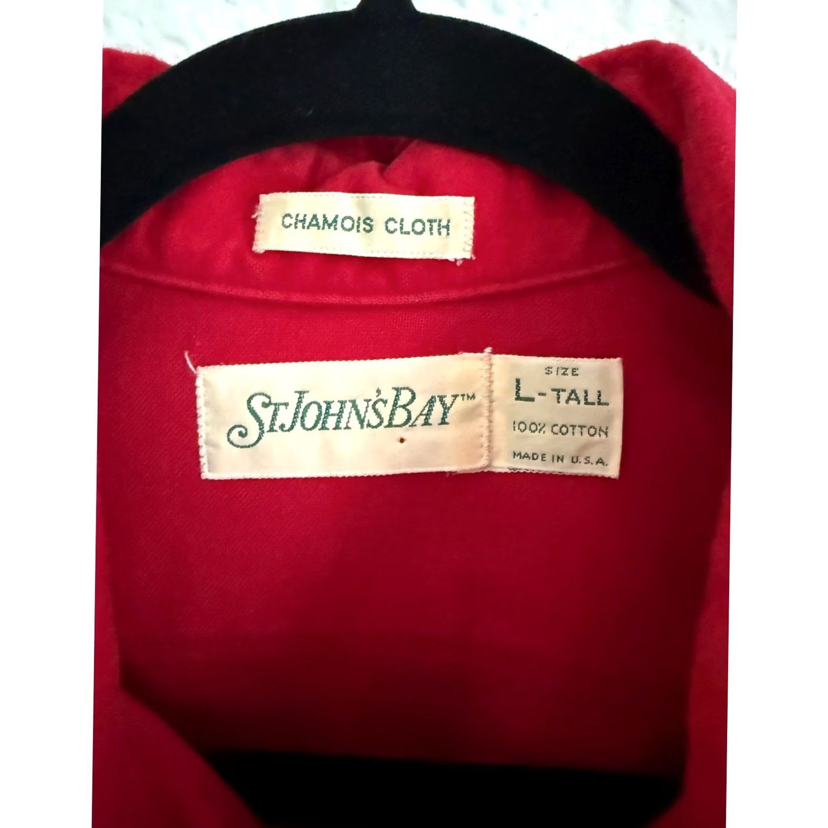 Vintage VINTAGE St. John's Bay Shirt Red 100Cotton Chamois Cloth ButtonDown-L-Tall Mens Size US L / EU 52-54 / 3 - 3 Thumbnail