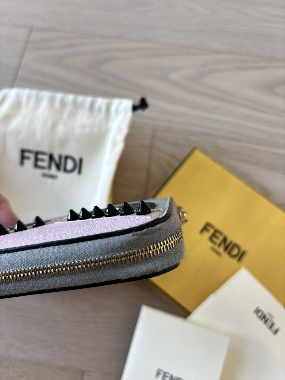 Fendi Fendi Vitello Elite Monster Eyes Studded Mini Zip Wallet Size ONE SIZE - 3 Thumbnail