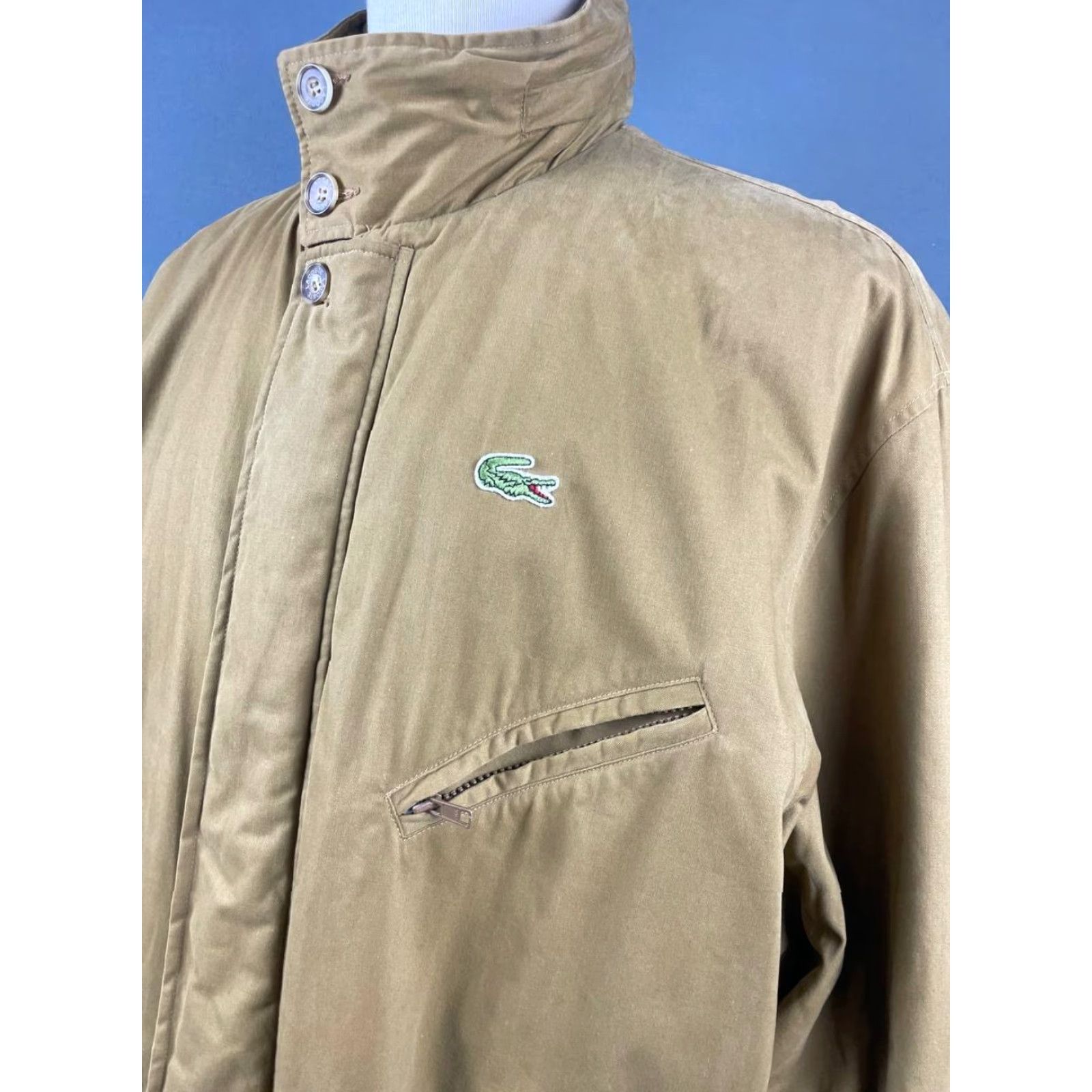Lacoste Lacoste Jacket Mens Regular Size 6 Beige Cotton Full Zip Mid-Length Winter Warm Long Sleeve Sports Outdoor Regular Mens Beige Lacoste Jacket Size US S / EU 44-46 / 1 - 7 Thumbnail