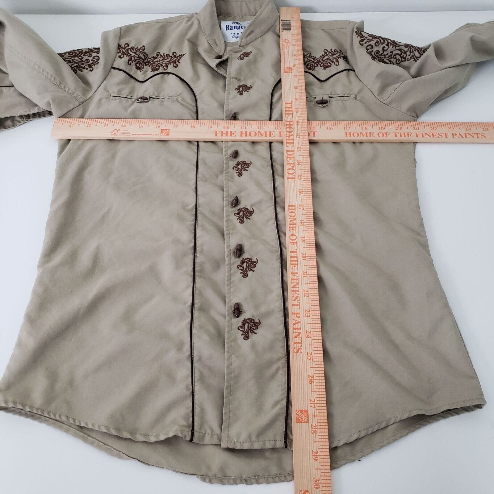 Designer Rangers Legend Embroidered Shirt Mens Size Small Brown Size S / US 4 / IT 40 - 12 Thumbnail