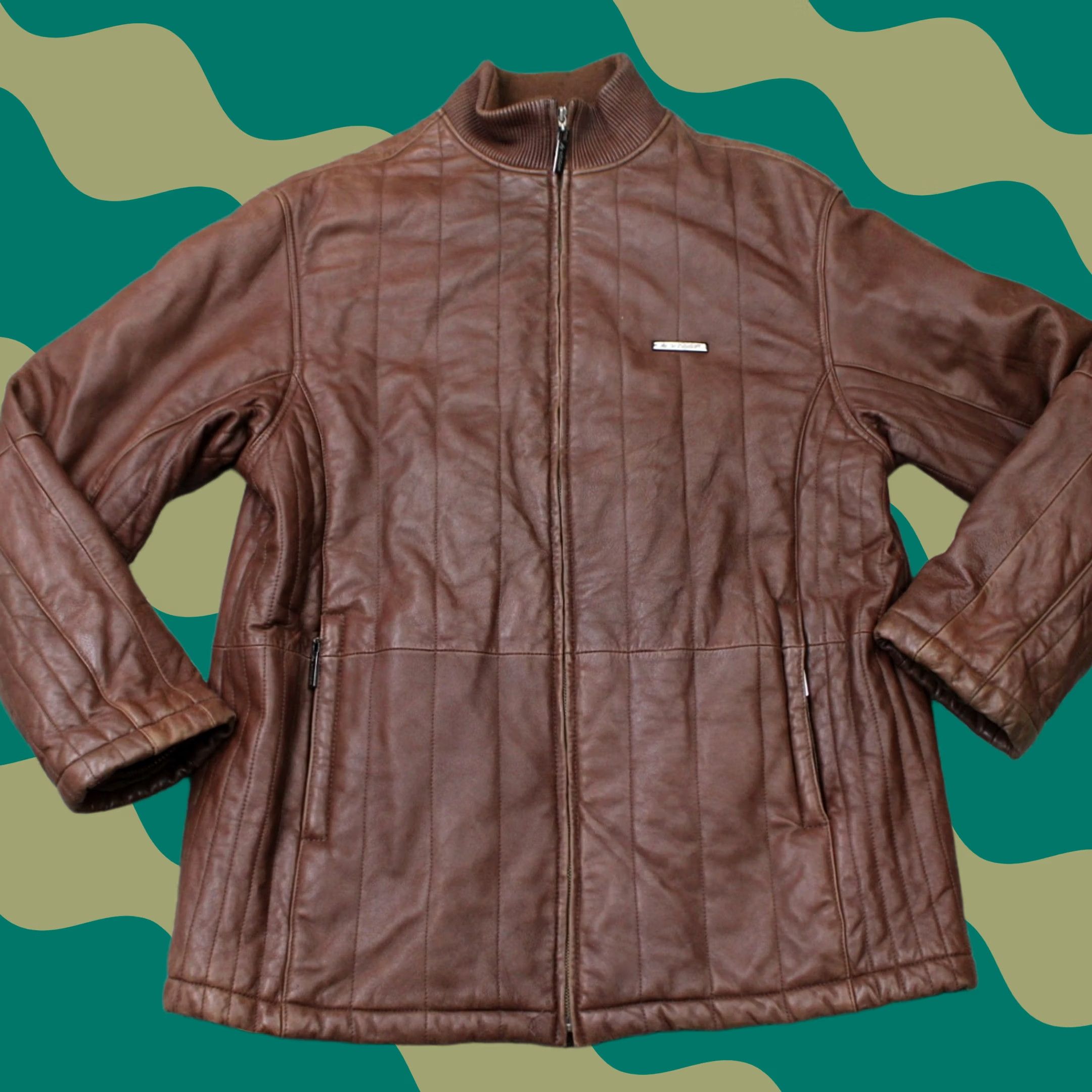 Vintage Al Wissam Leather Jacket Mens 50 Brown Full Zip Lined Pockets Coat Jacket Size US M / EU 48-50 / 2 - 1 Thumbnail