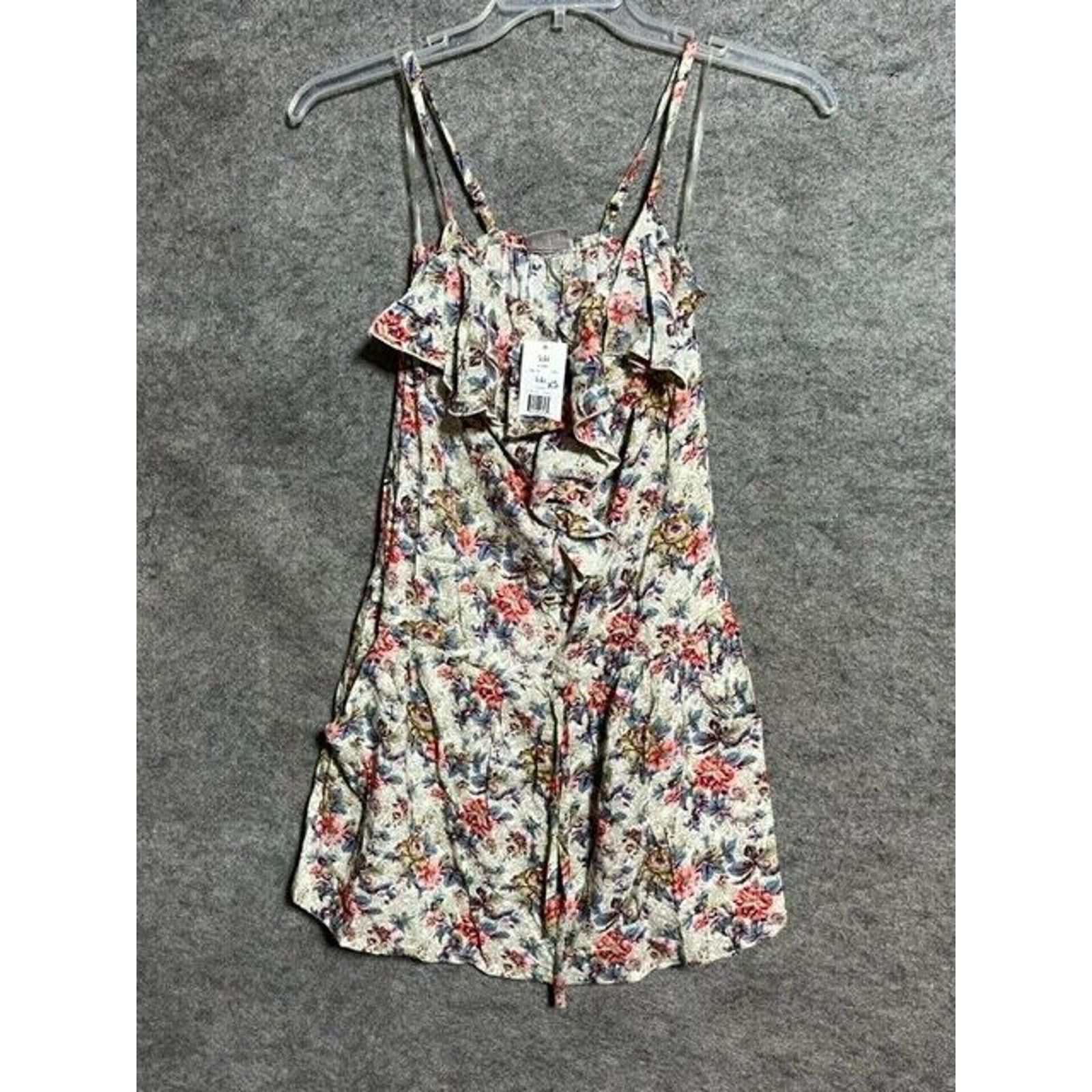 Other Lola Shift Dress Womens XS Floral Ruffle Rayon V Neck Ivory Size XS / US 0-2 / IT 36-38 - 1 Thumbnail