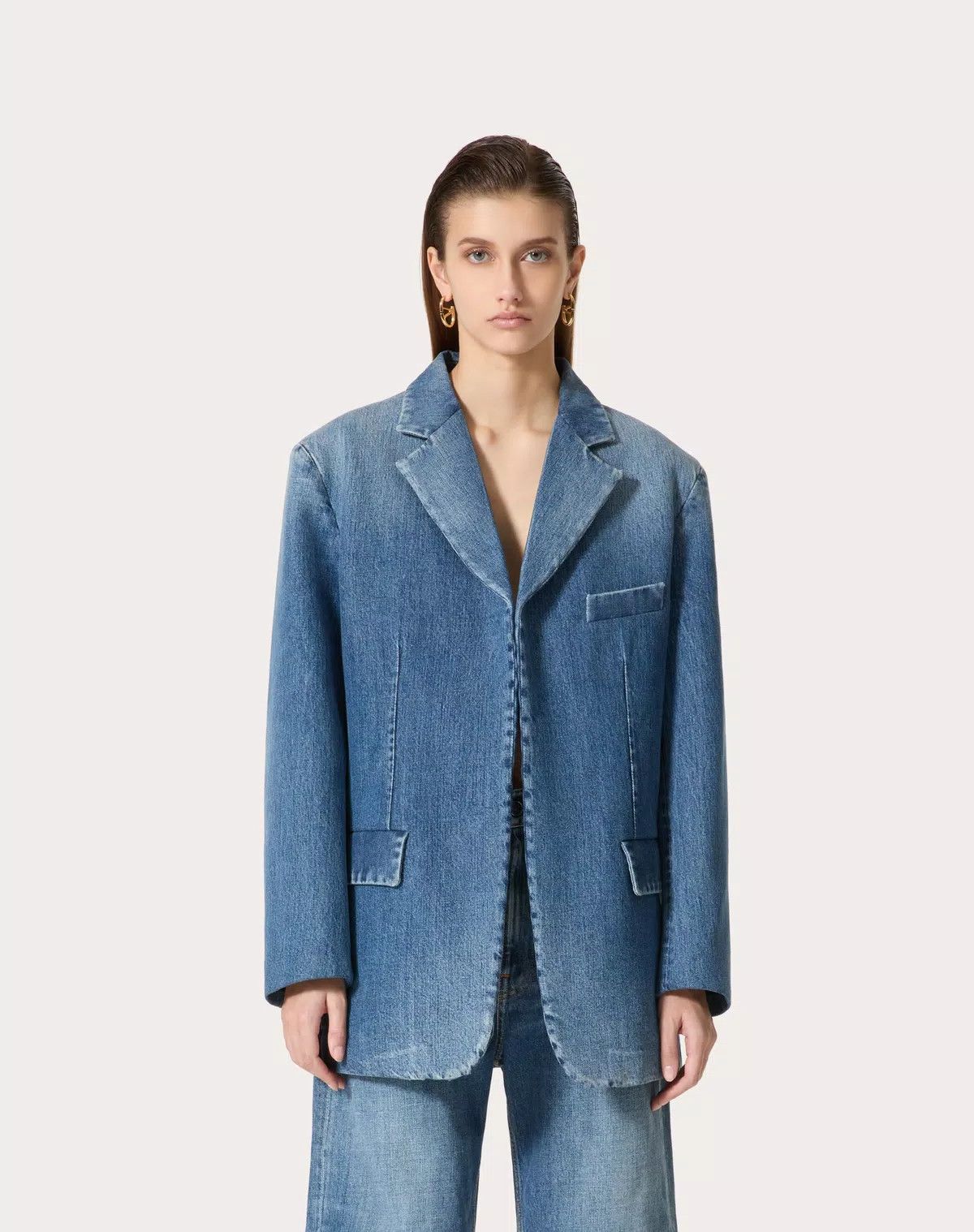 Valentino o1s1wg110625 Denim Jacket in Medium Blue Size XL / US 12-14 / IT 48-50 - 4 Thumbnail