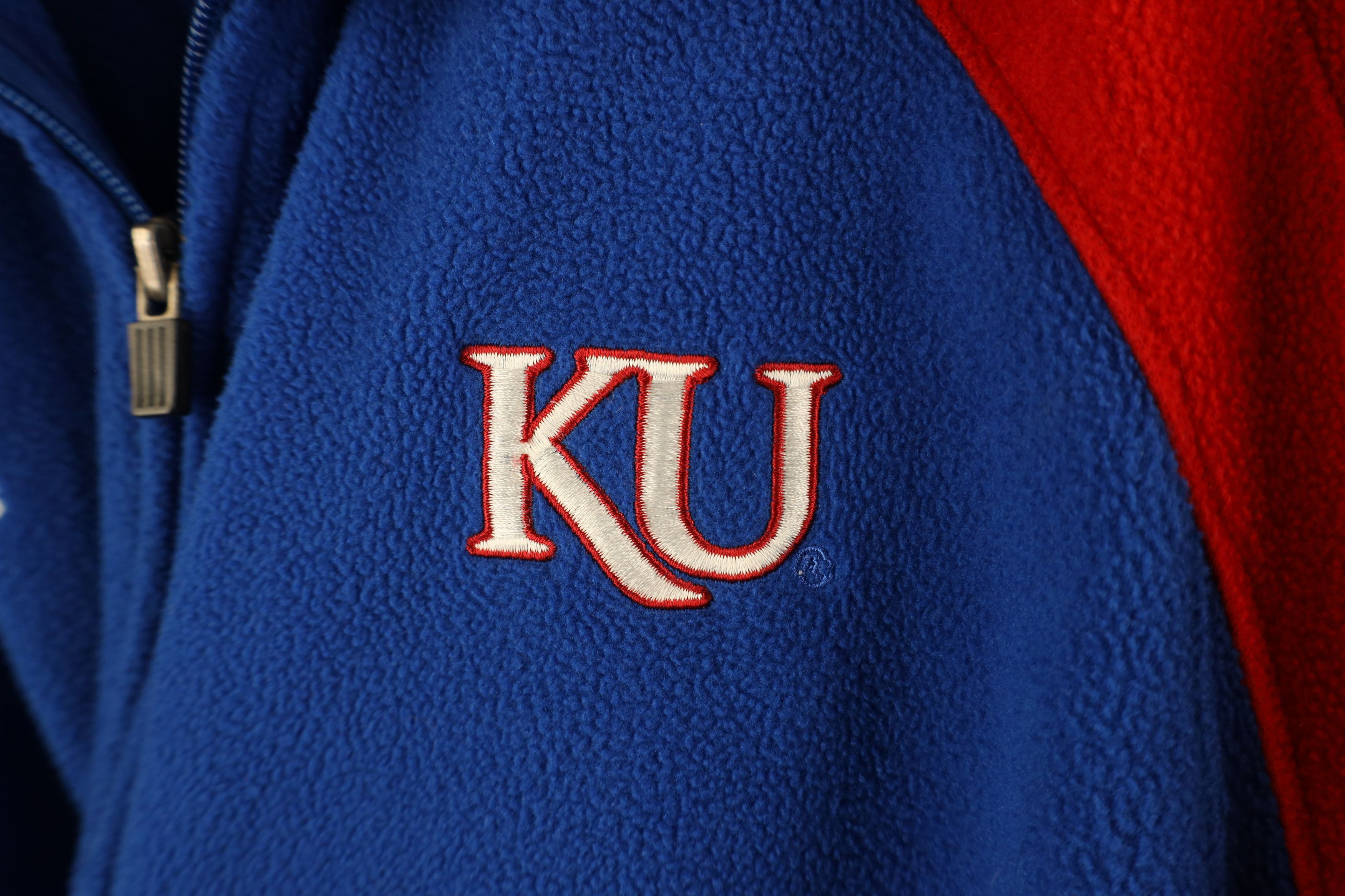 Adidas × Vintage Vintage Adidas Kansas University Full Zip Fleece Jacket Blue Size US M / EU 48-50 / 2 - 7 Thumbnail