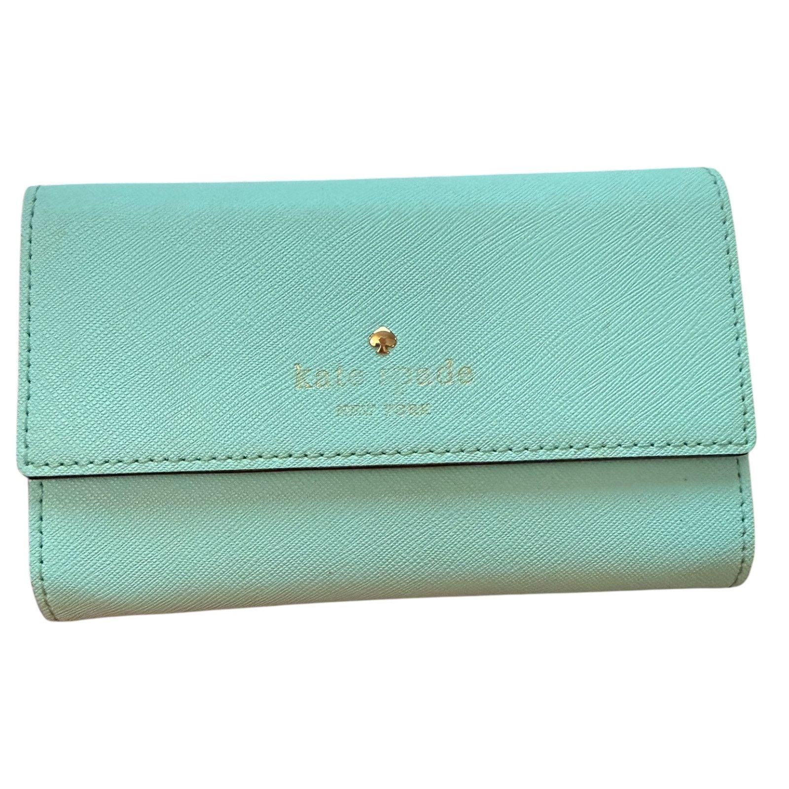 Kate Spade Baby Blue Leather Tri Fold Wallet, Women's